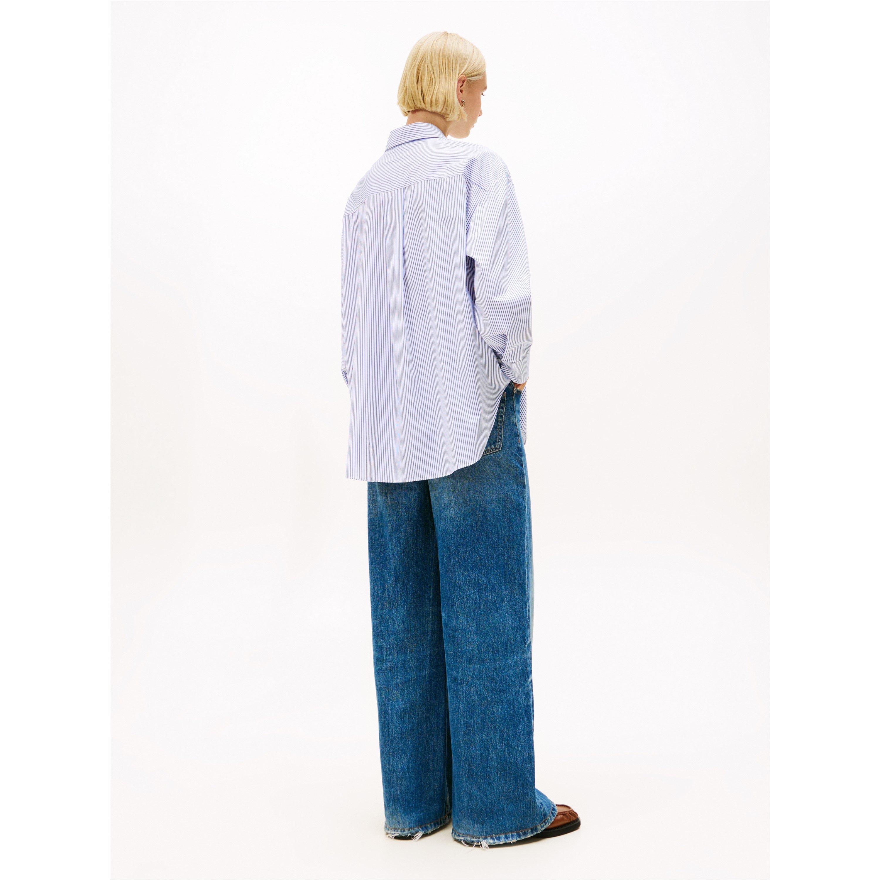 Hugh Stp/ Blue - Tommy Hilfiger - Women's Poplin Long Sleeve Shirt - 5