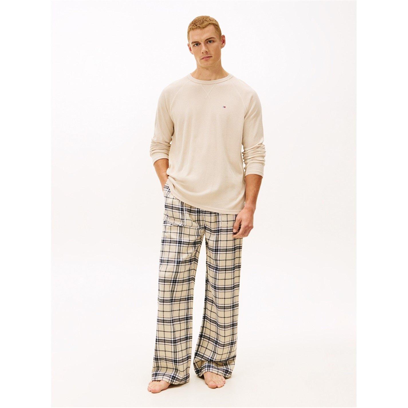 Tommy Hilfiger Long Sleeve Pyjama Set - Cream/Tartan - L