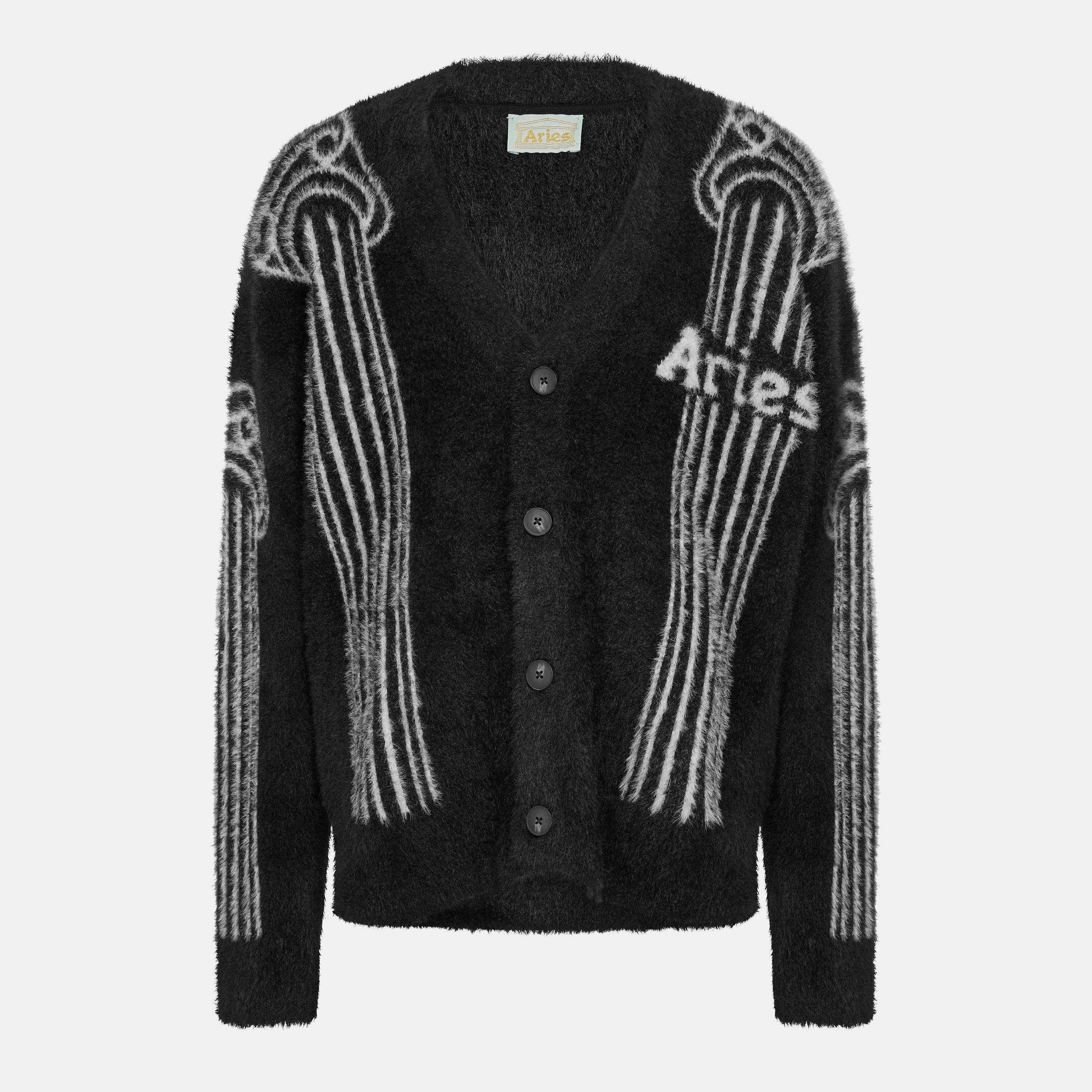 Black - Aries - Men's Column Knitted Crew Neck Jumper - 1