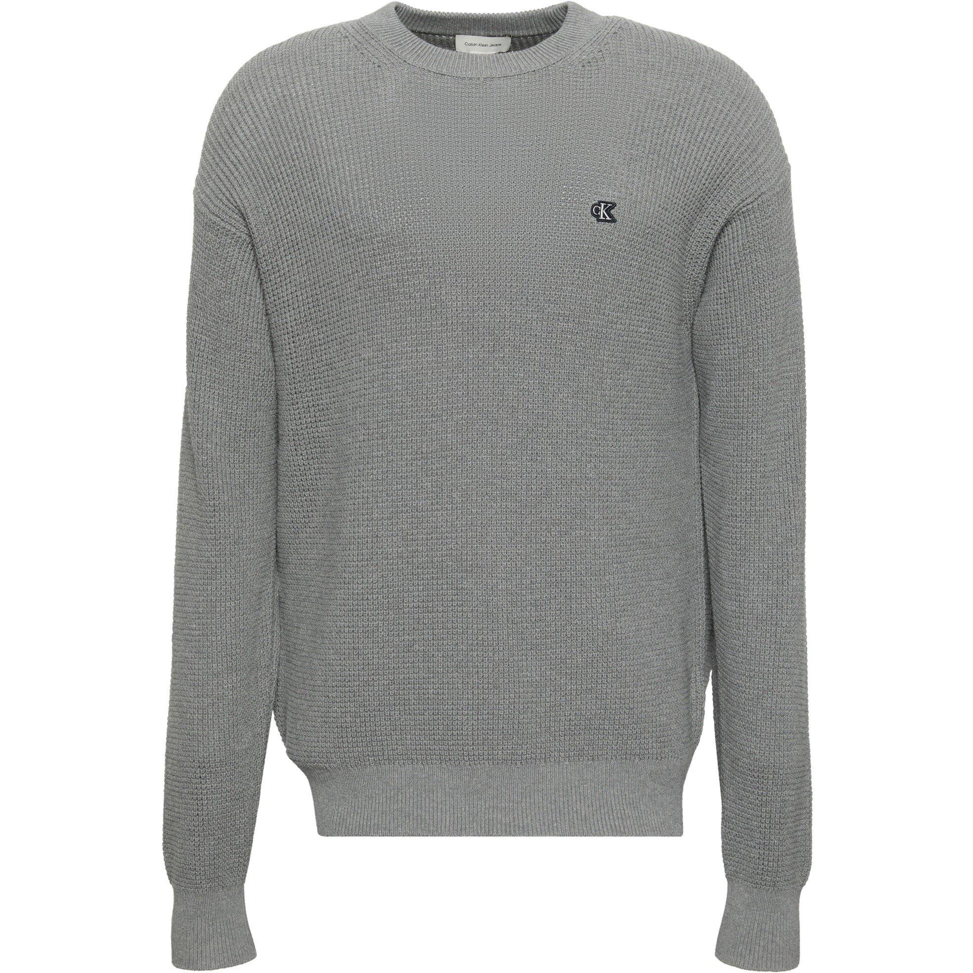 Medium Grey P7E - Calvin Klein Jeans - Men's CKJ Waffle Crew Neck Jumper - 1