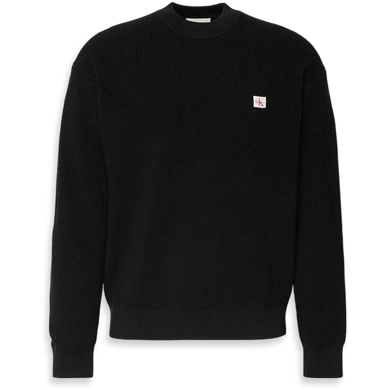 Calvin Klein Jeans Men's Ckj Waffle Crew Neck Jumper - Black Ub1 - 2XL