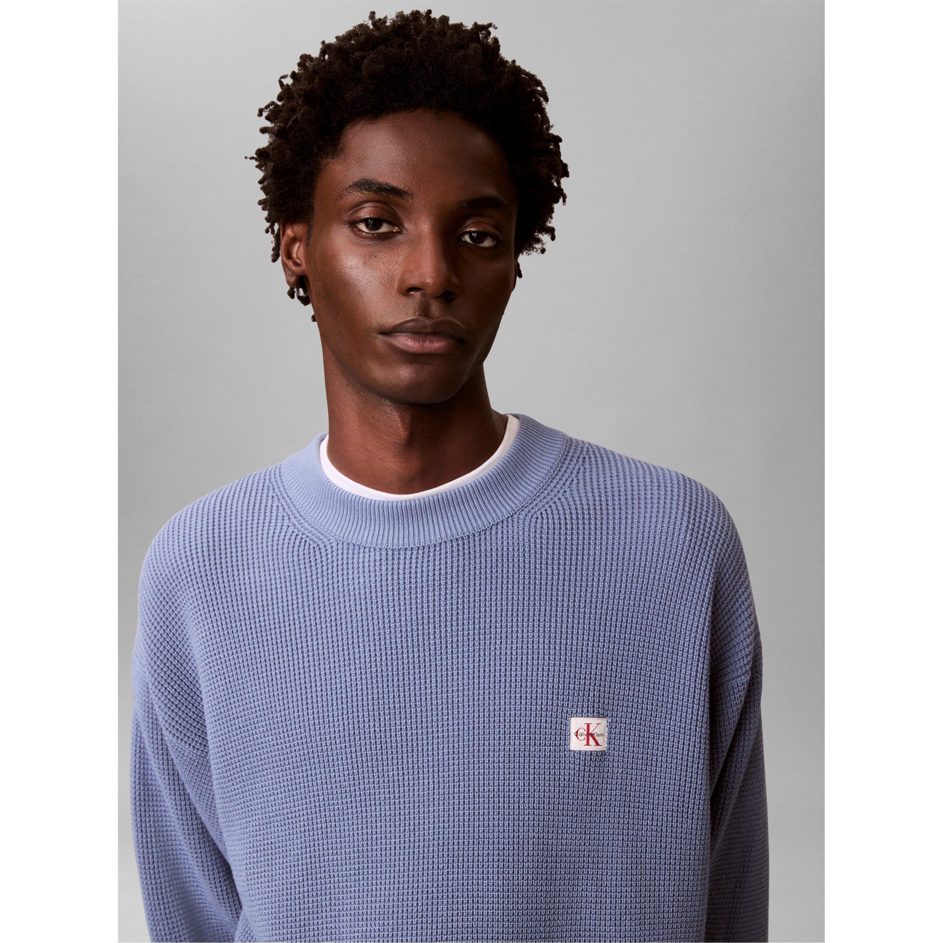 Dusty Salr Blue - Calvin Klein Jeans - Men's CKJ Waffle Crew Neck Jumper - 2