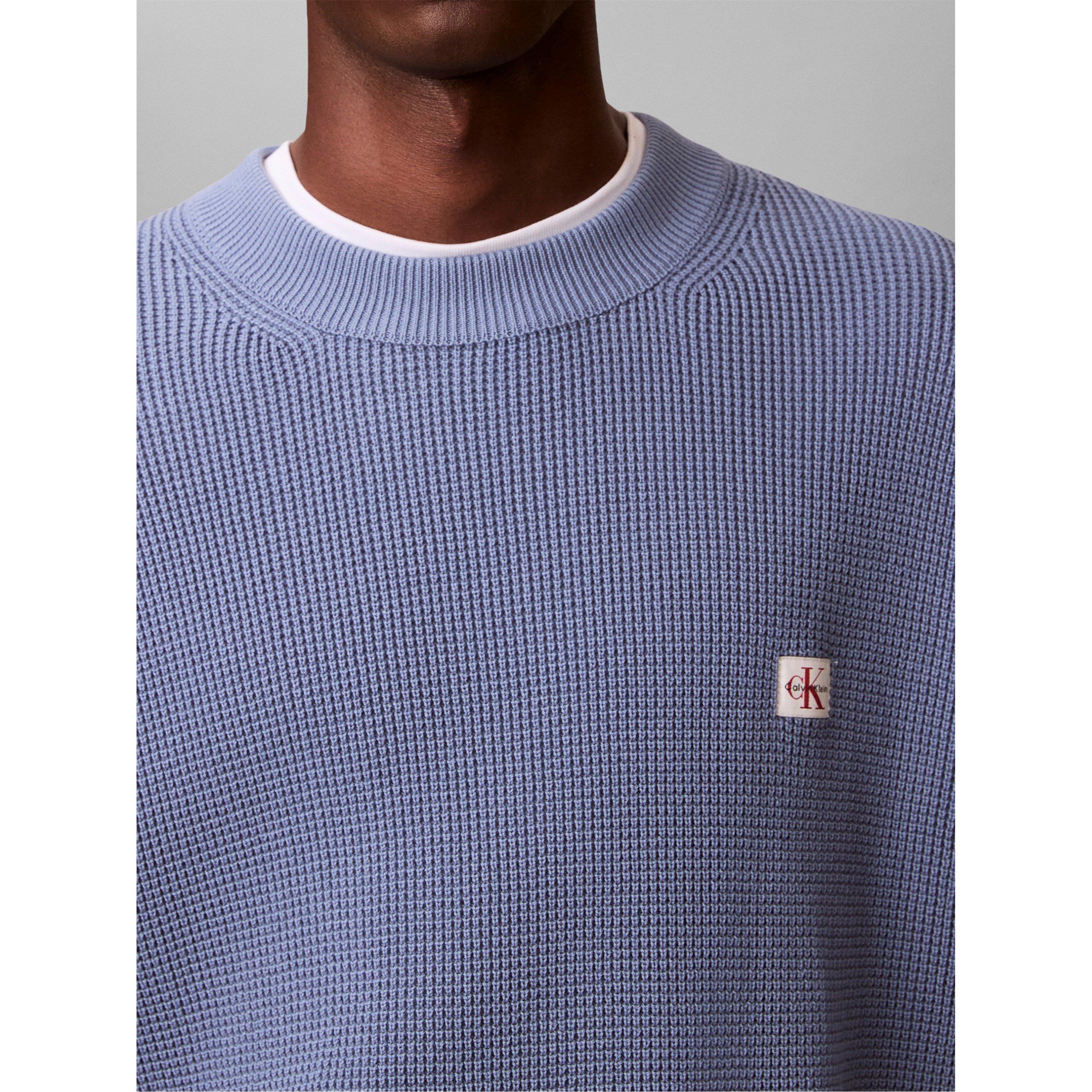 Dusty Salr Blue - Calvin Klein Jeans - Men's CKJ Waffle Crew Neck Jumper - 4
