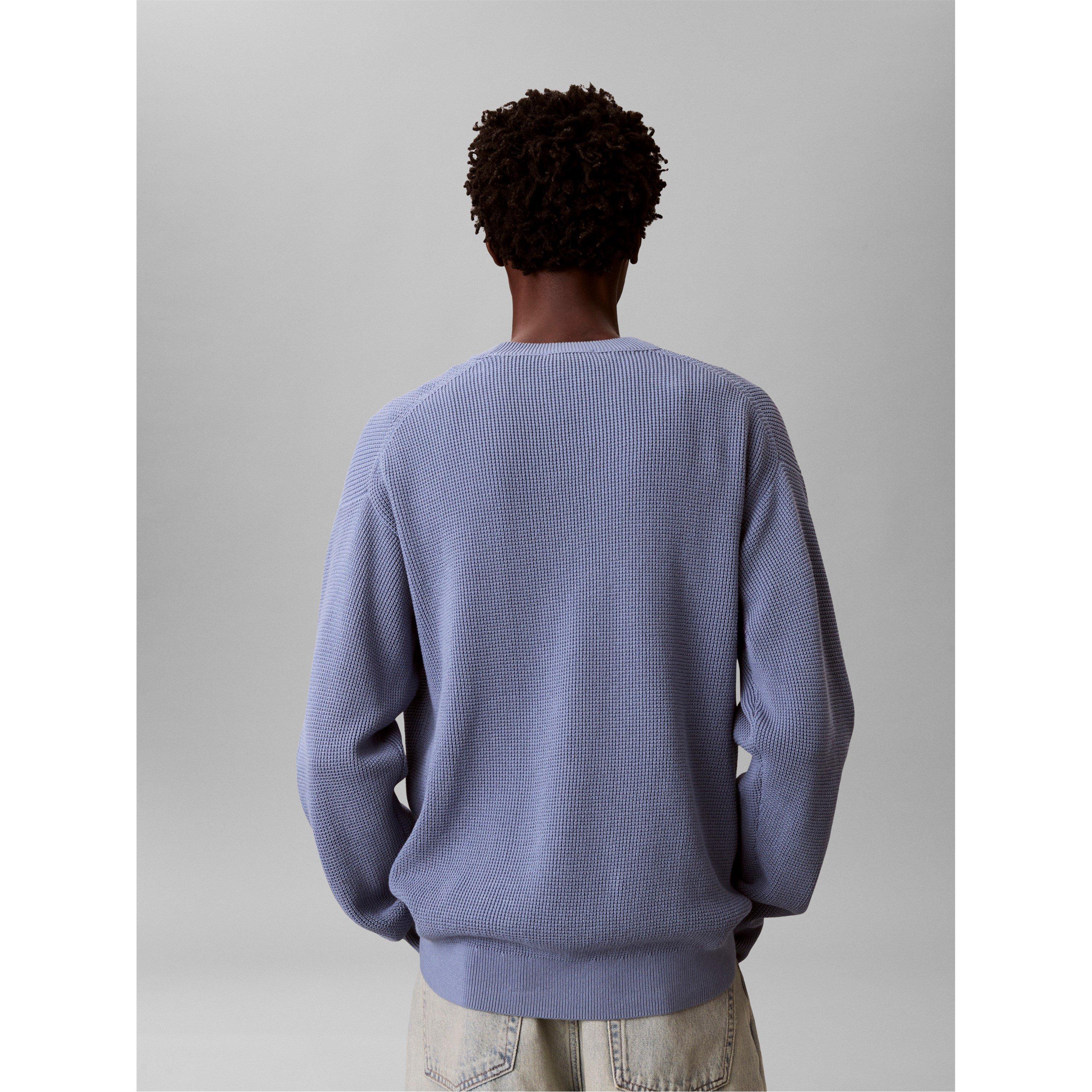 Dusty Salr Blue - Calvin Klein Jeans - Men's CKJ Waffle Crew Neck Jumper - 6