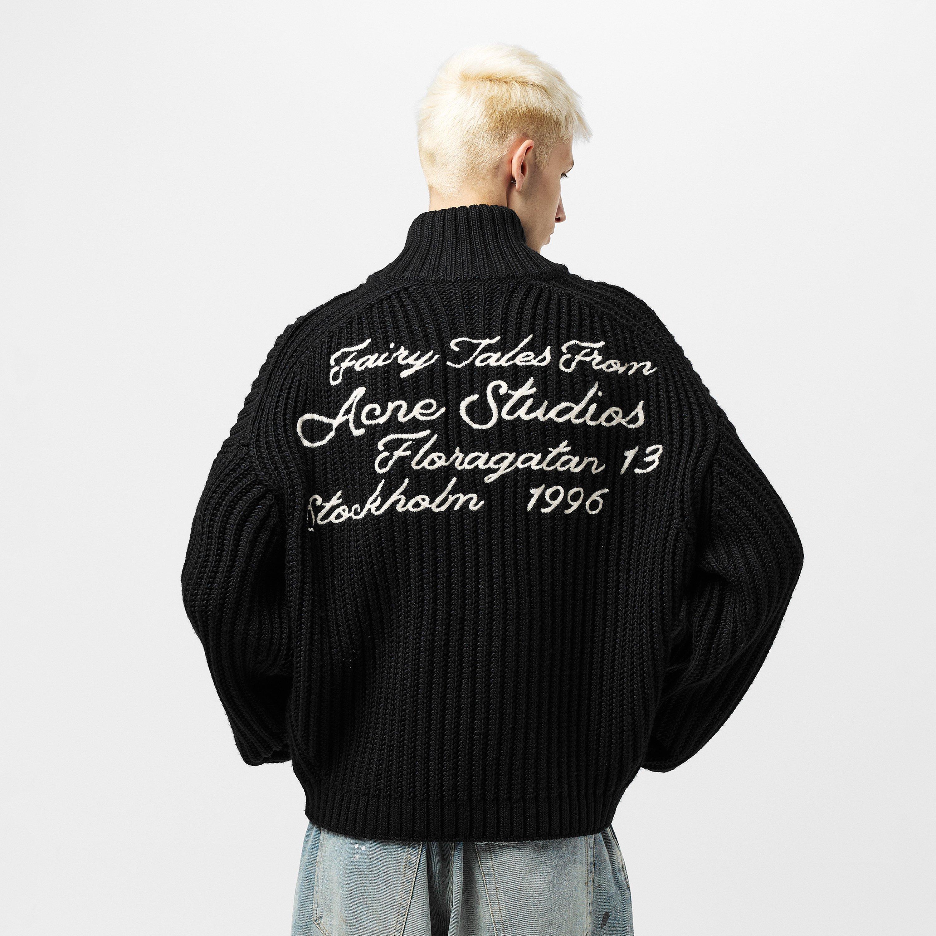 Black - Acne Studios - Men's Kisser Knitted Crew Neck Jumper - 4