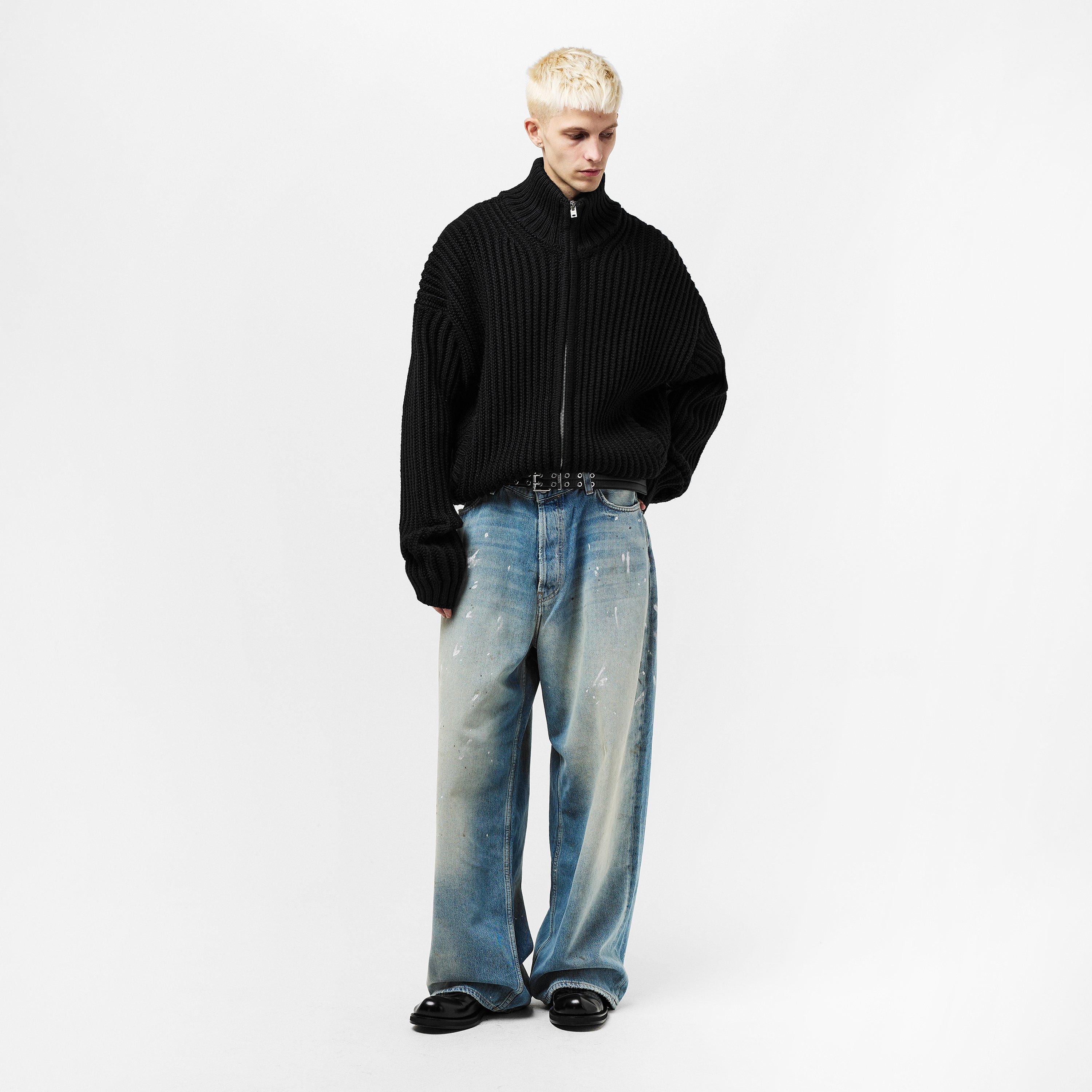 Black - Acne Studios - Men's Kisser Knitted Crew Neck Jumper - 6