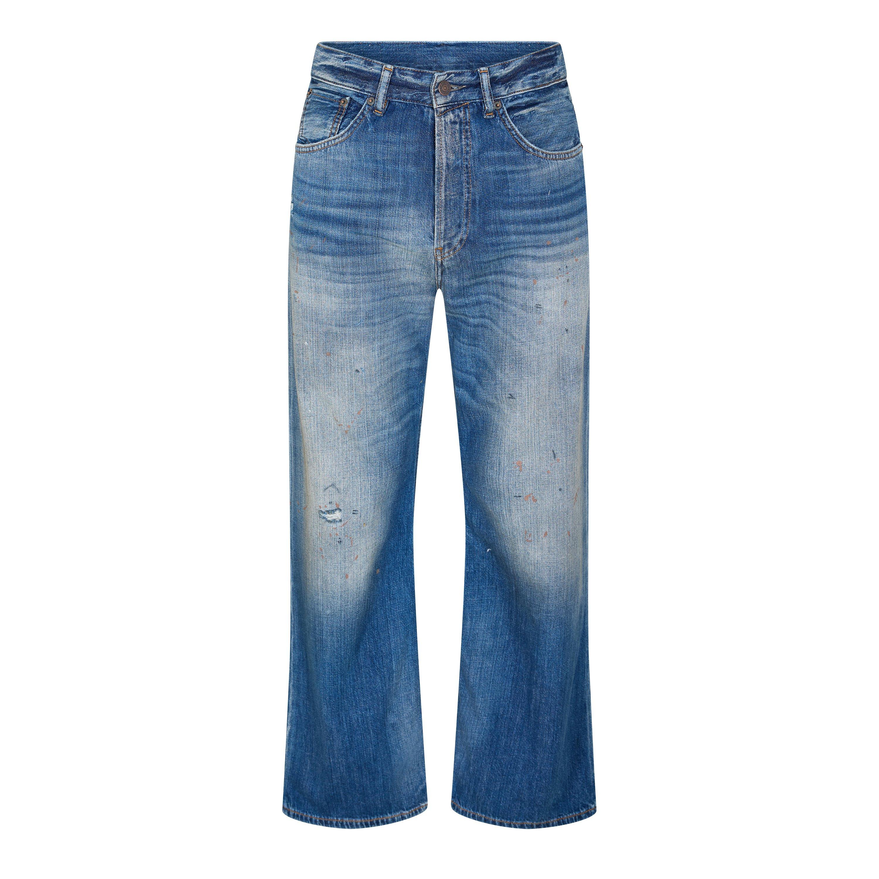 Acne Studios Men's Trafalgar Relaxed Fit Wide Leg Jeans - Mid Blue - Size 34W