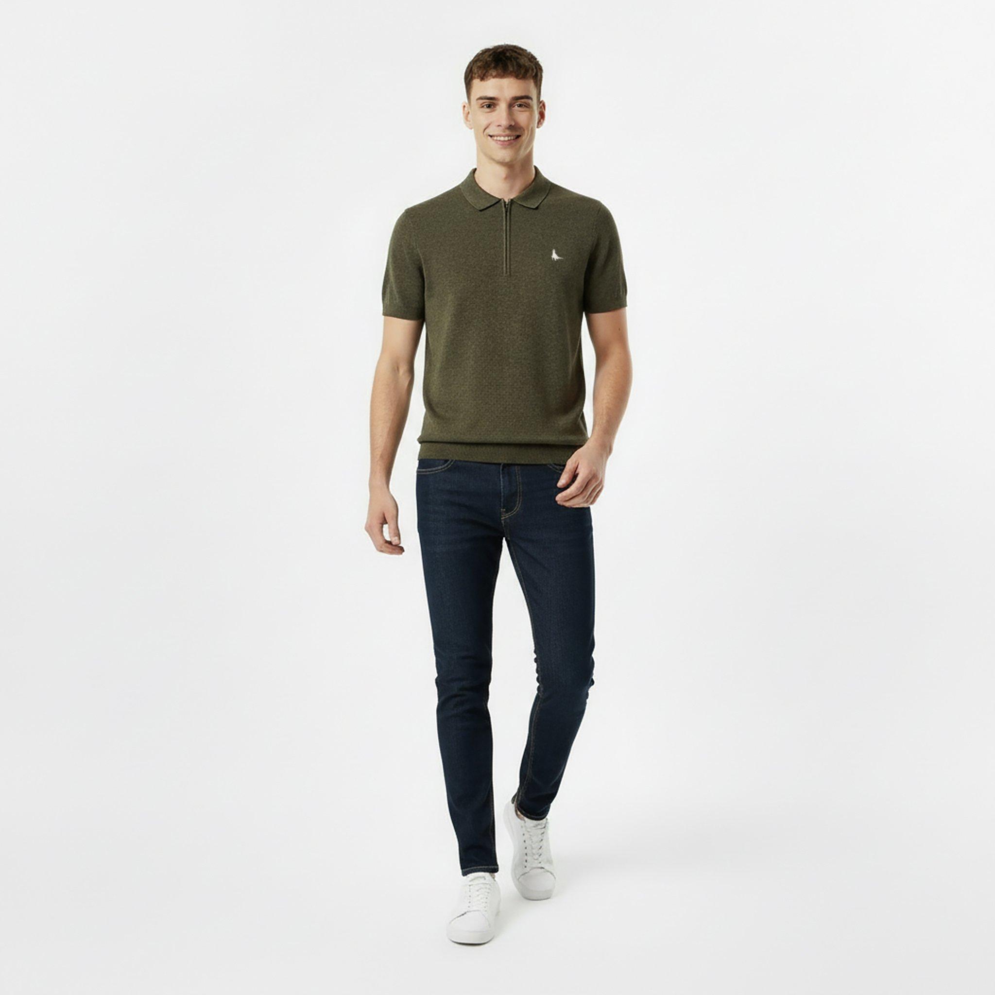 Fer/Kaki - Jack Wills - JW Short Sleeve Zip Knit Polo - 5