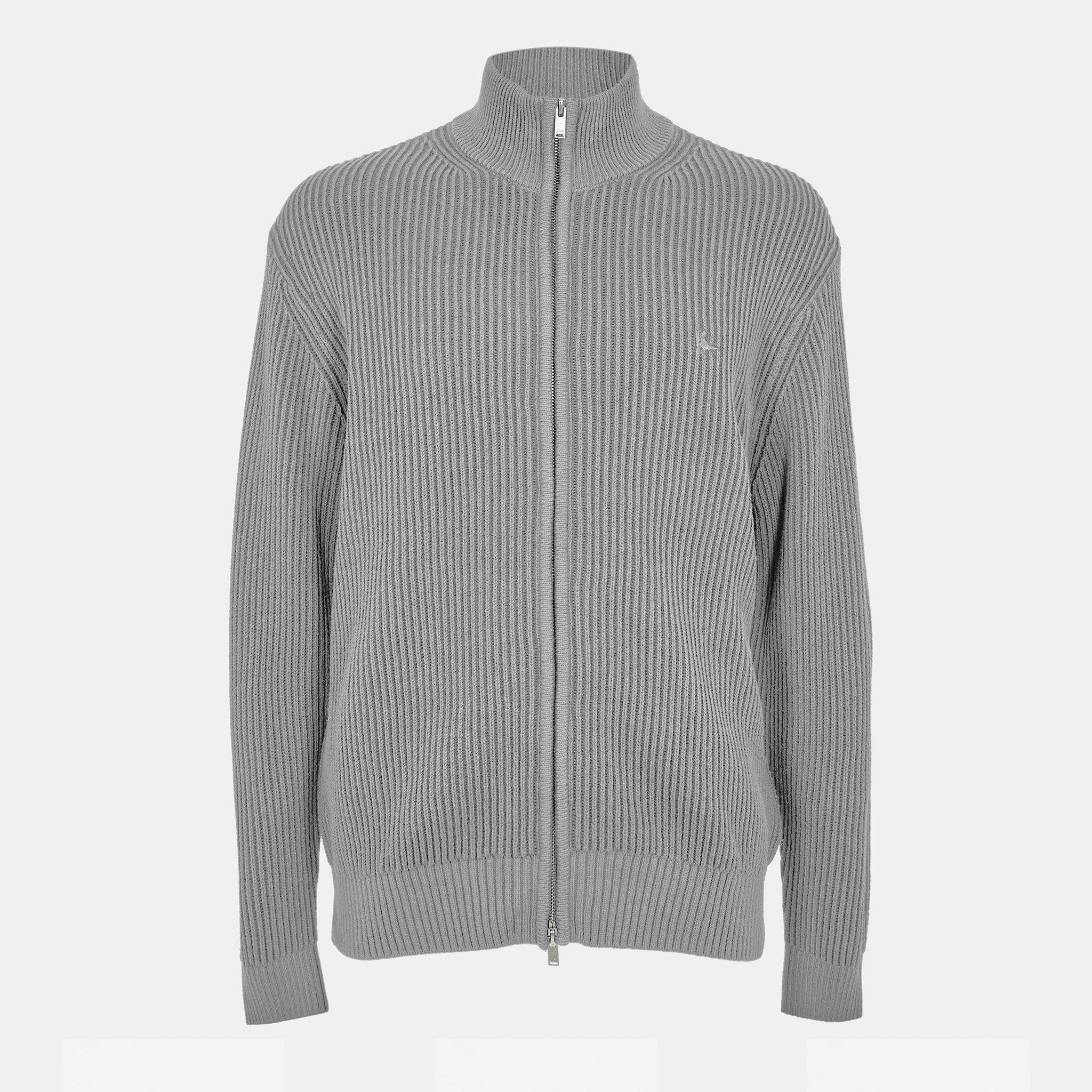 Jack Wills Men's Rib Zip Funnel Cardigan Sweaters - Grey Marl - 2XL