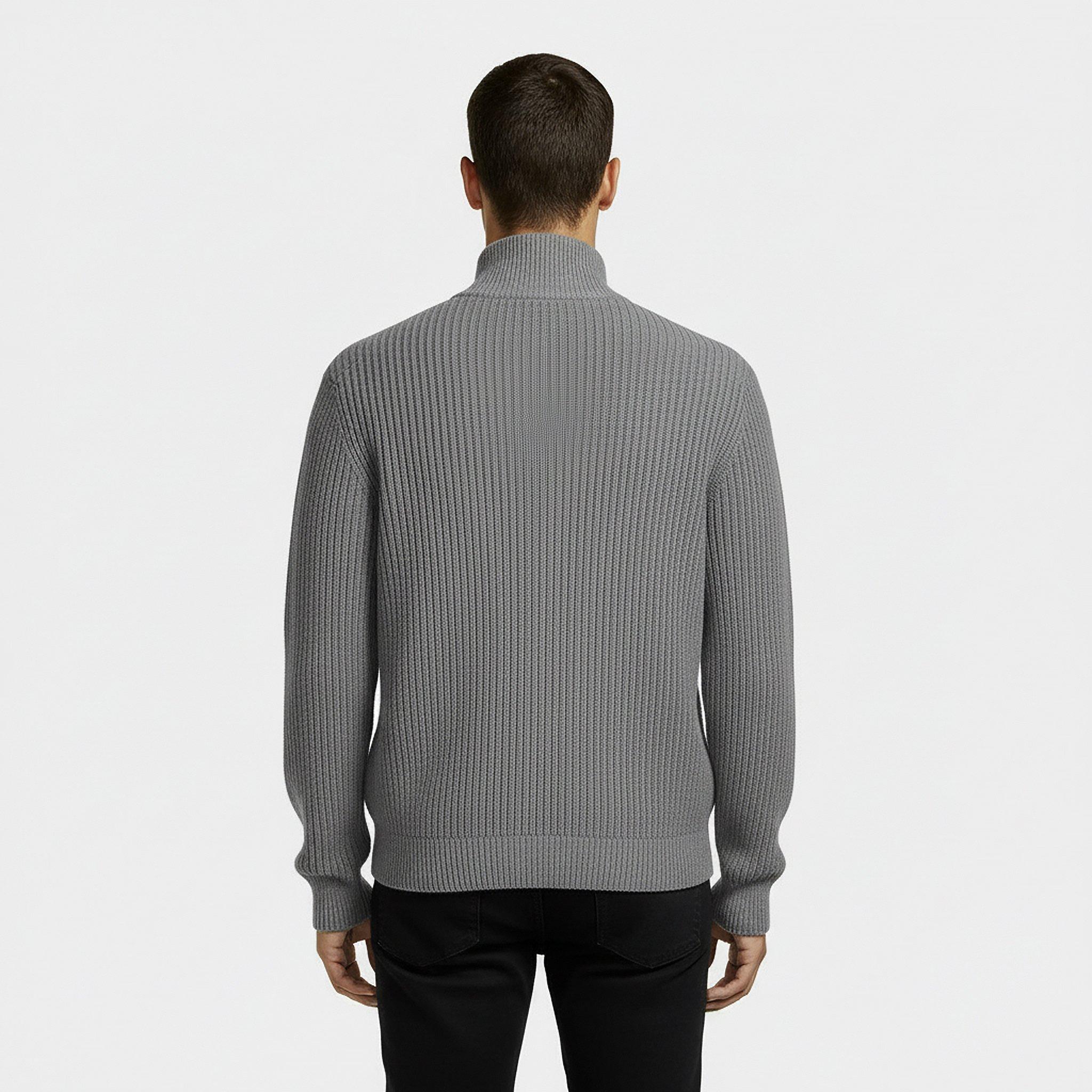 Grey Marl - Jack Wills - Rib Zip Funnel Cardigan Sweaters Men - 4