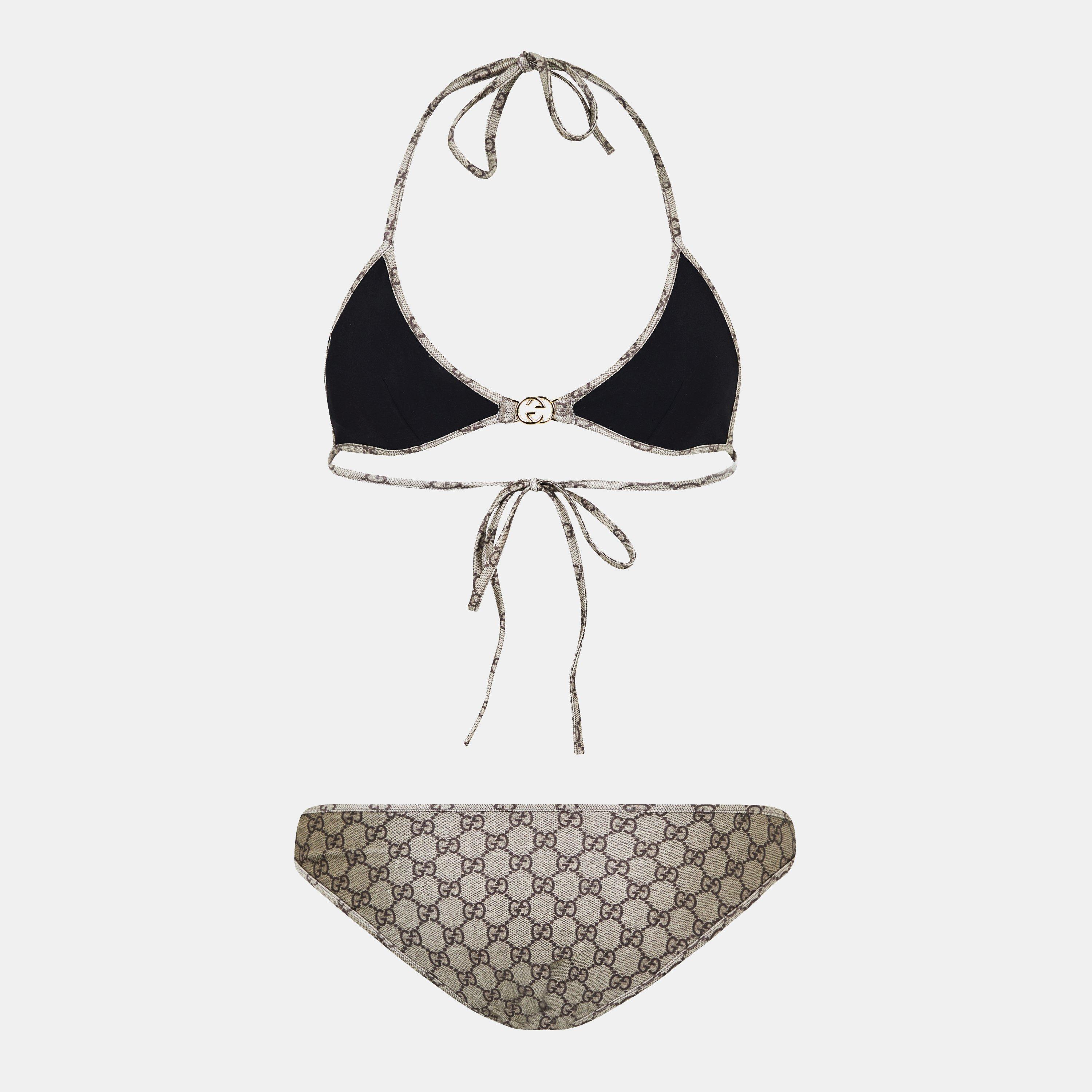 Beige 9742 - Gucci - Women's Logo Nylon GG Triangle Bikini Set - 2