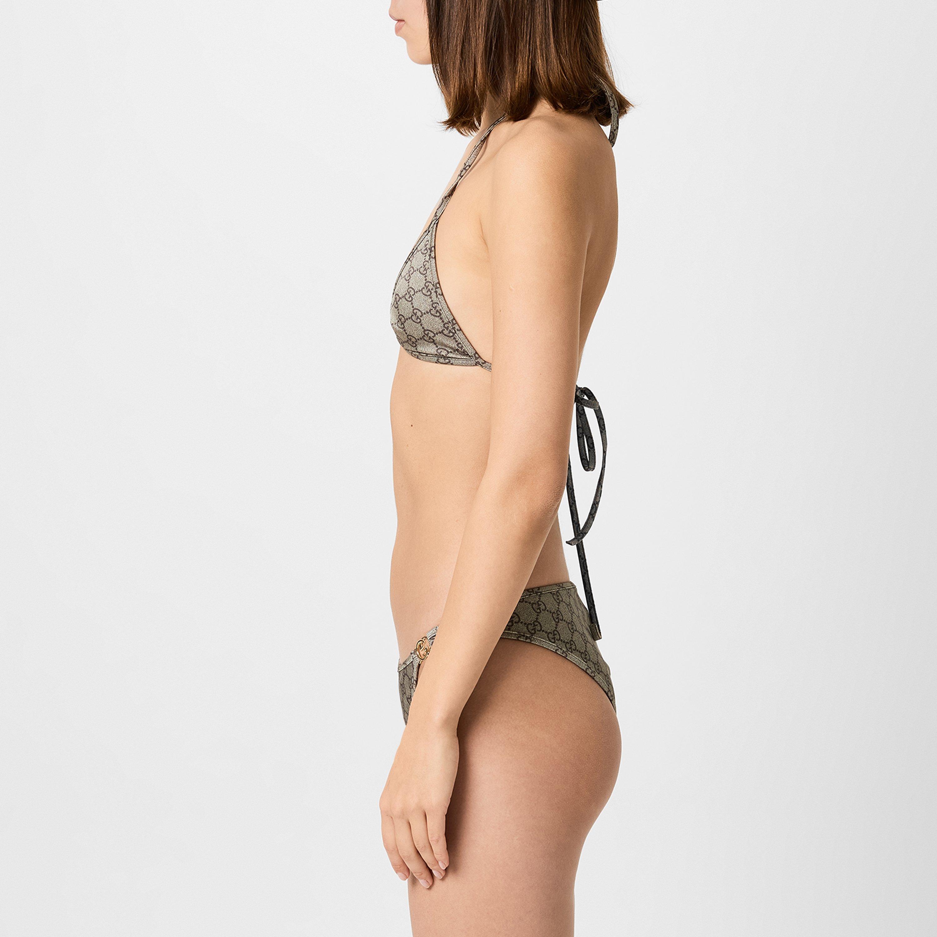 Beige 9742 - Gucci - Women's Logo Nylon GG Triangle Bikini Set - 5