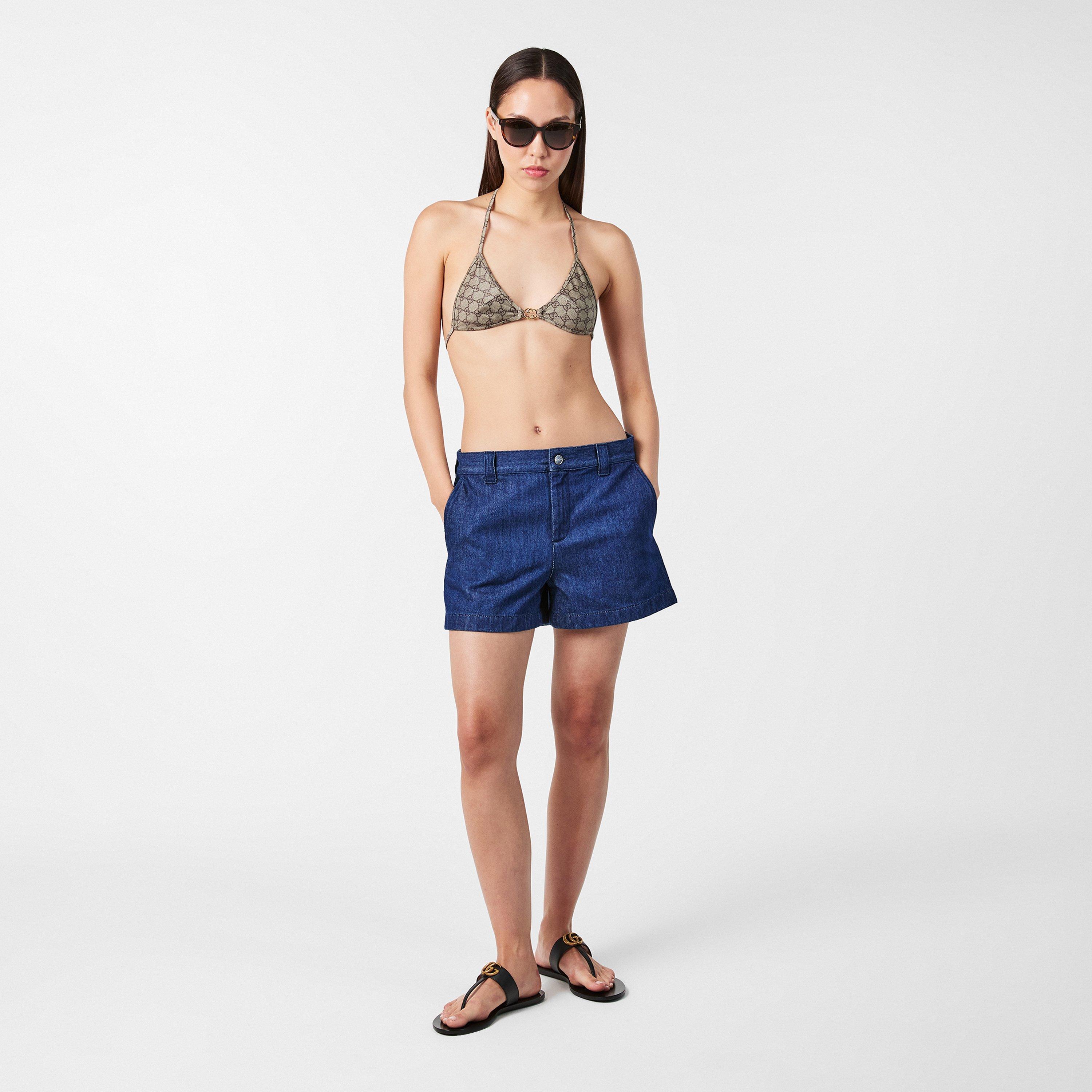 Beige 9742 - Gucci - Women's Logo Nylon GG Triangle Bikini Set - 6