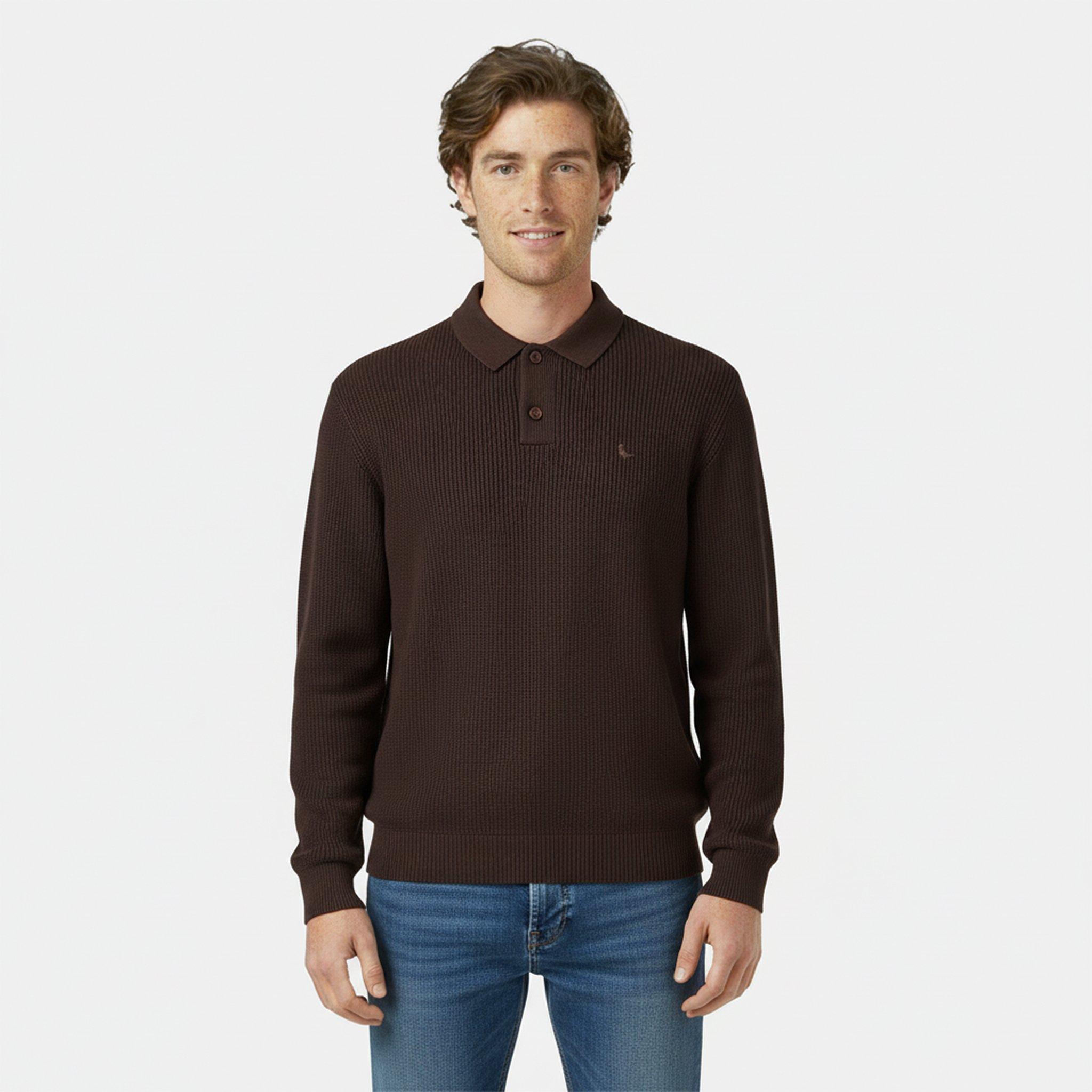 Café noir - Jack Wills - JW LS Button Knit Polo Men - 3