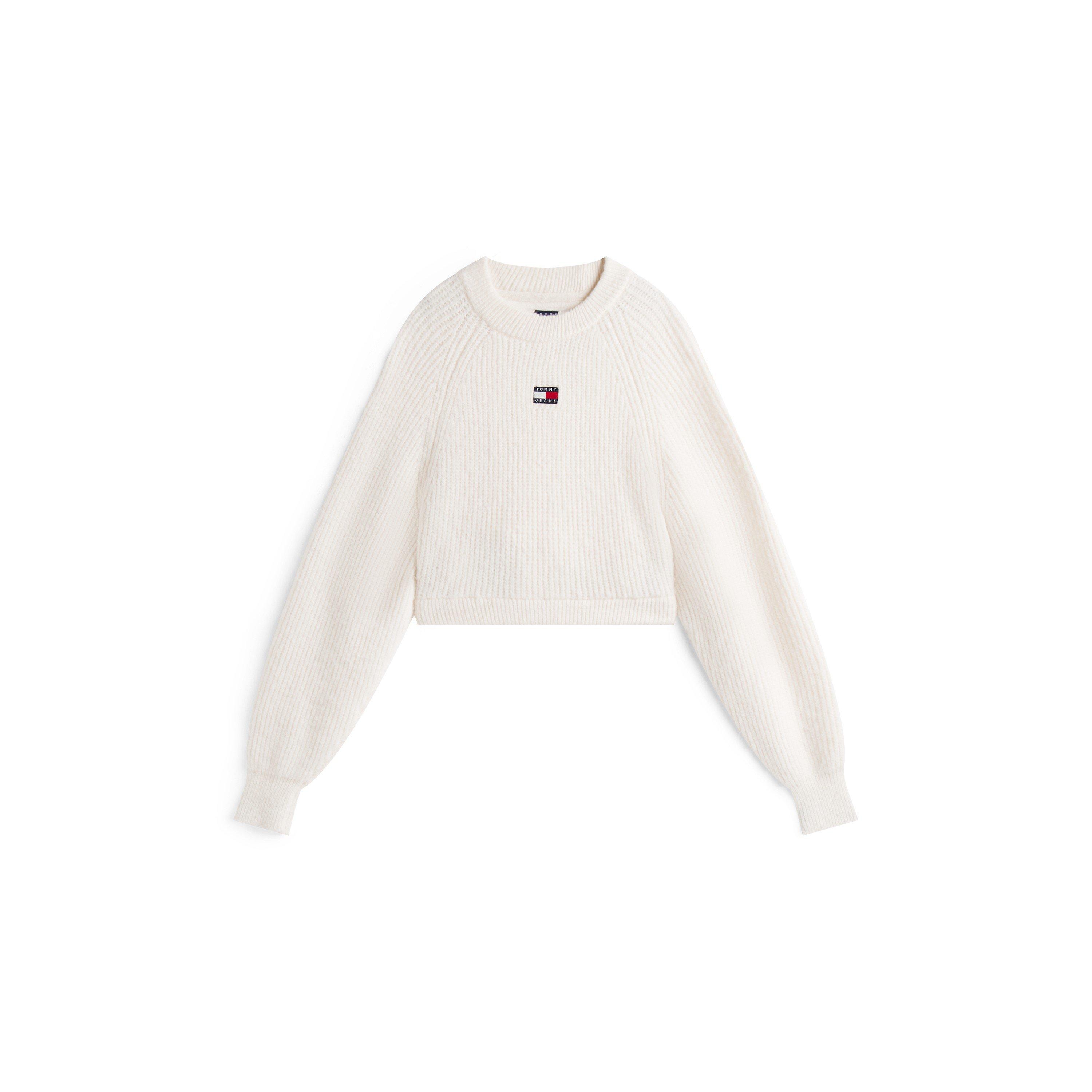 Ancient White - Tommy Jeans - Women's Badge Ribbed Crew Neck Jumper - 1