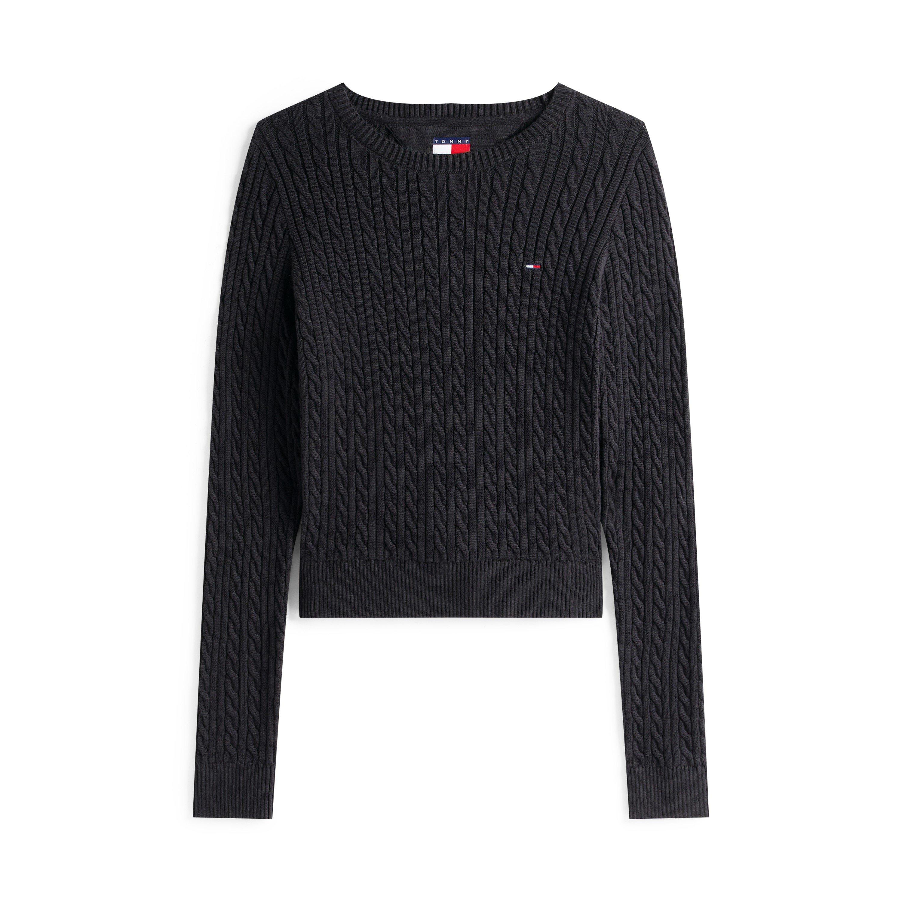Tommy Jeans Women's Cable Knit Crew Neck Jumper - Black - 16 (XL)