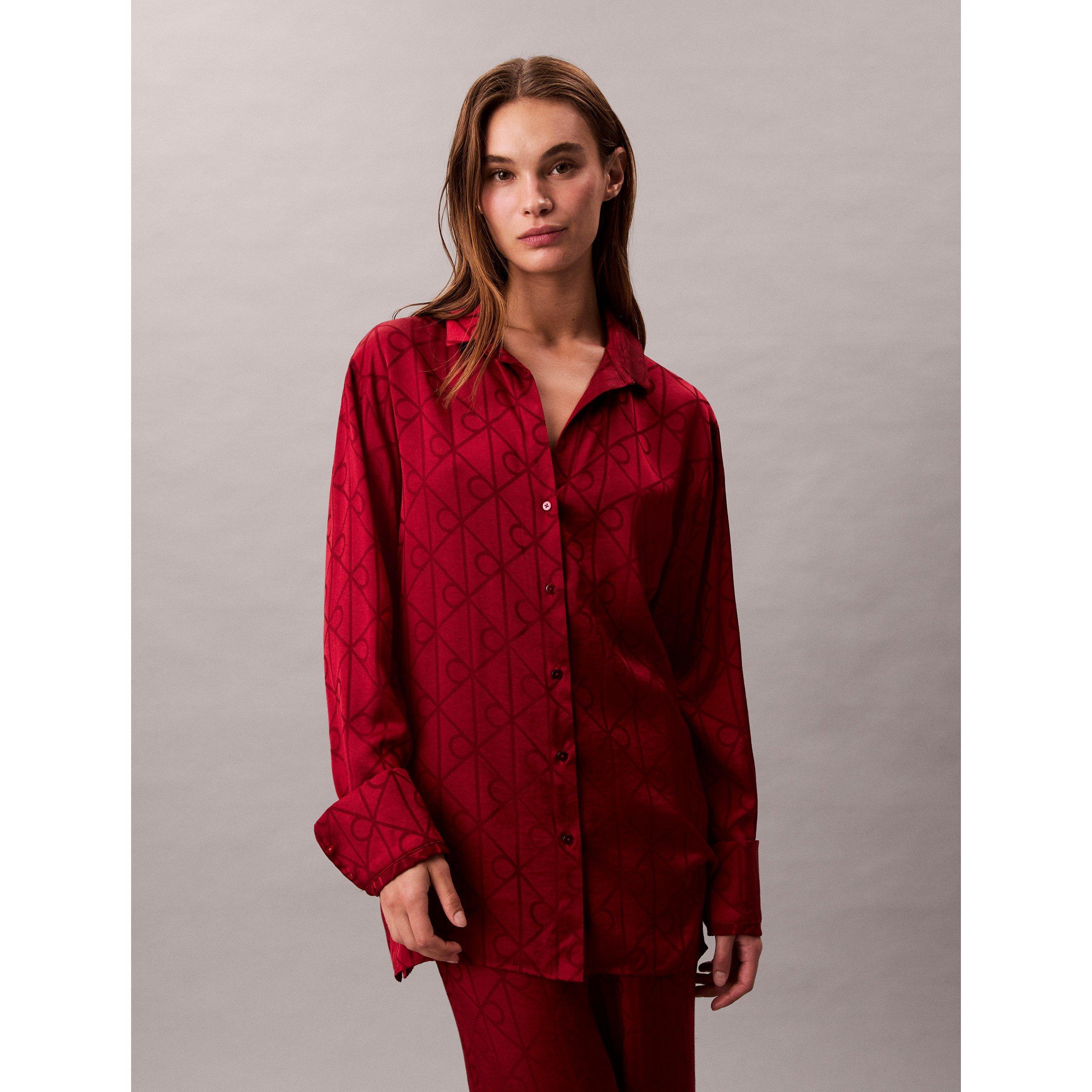Satin Red - Calvin Klein - Calvin Satin PJ Top Ld54 - 2