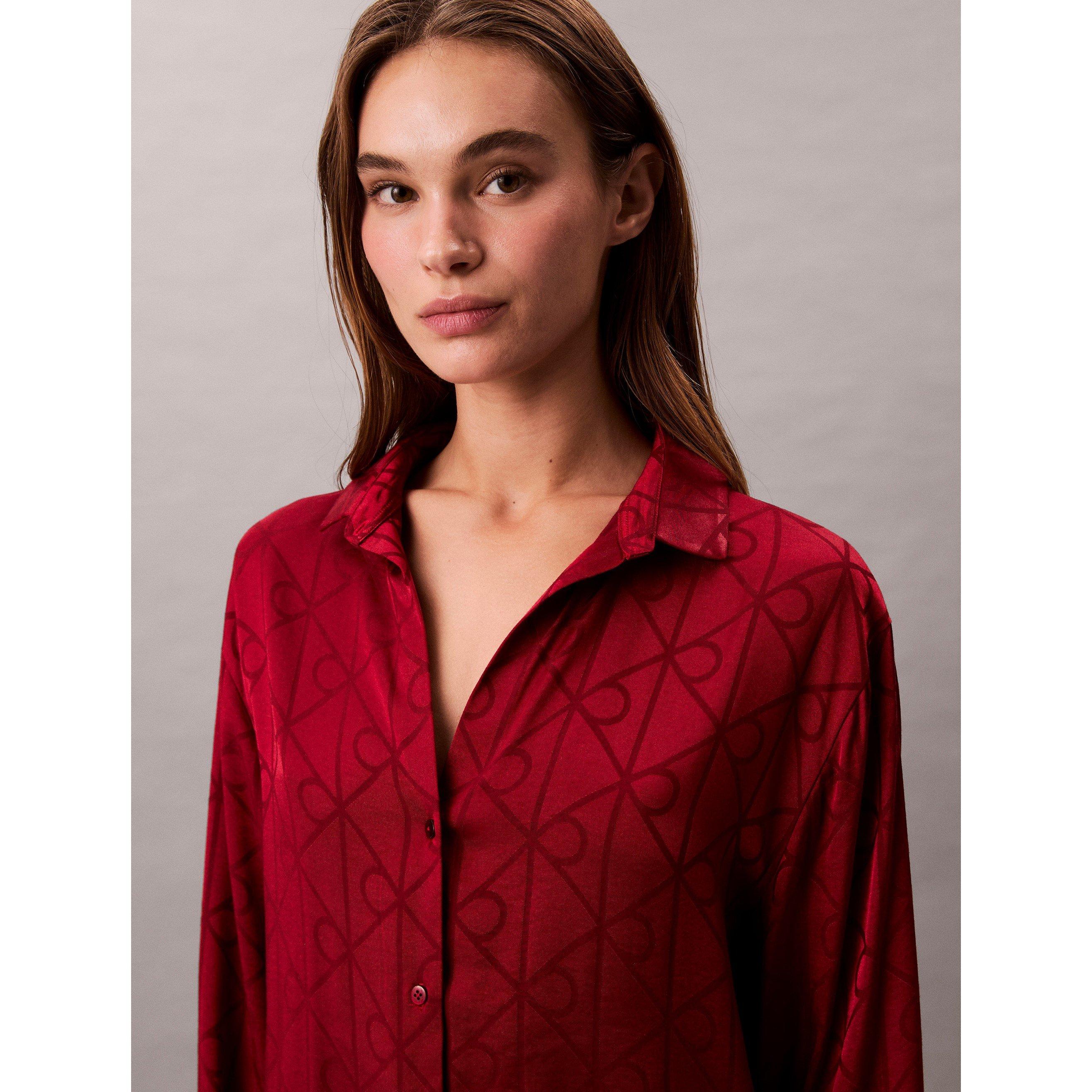Satin Red - Calvin Klein - Calvin Satin PJ Top Ld54 - 4