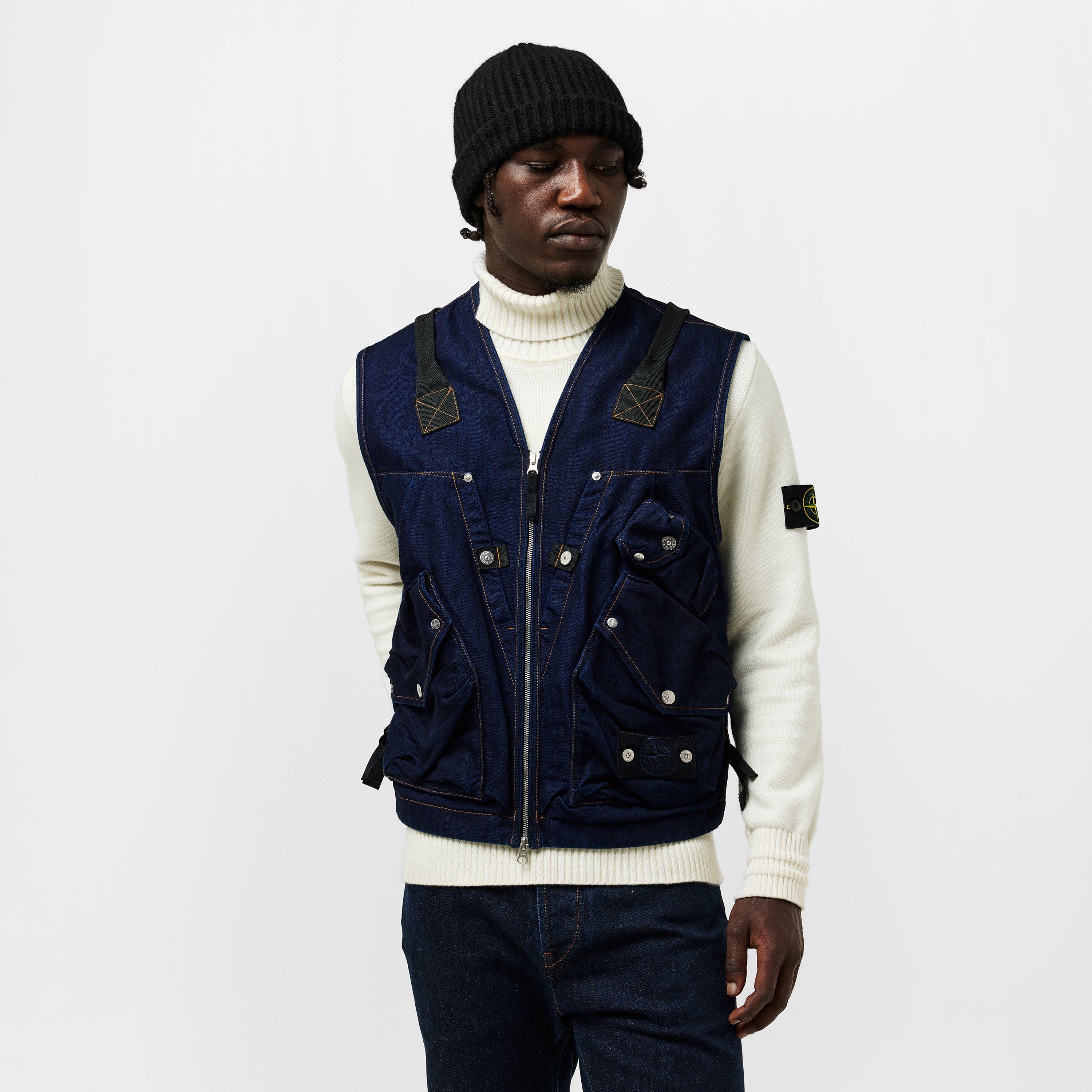 Indigo VJ201 - Stone Island - Men's Denim Research Sleeveless Gilet - 3