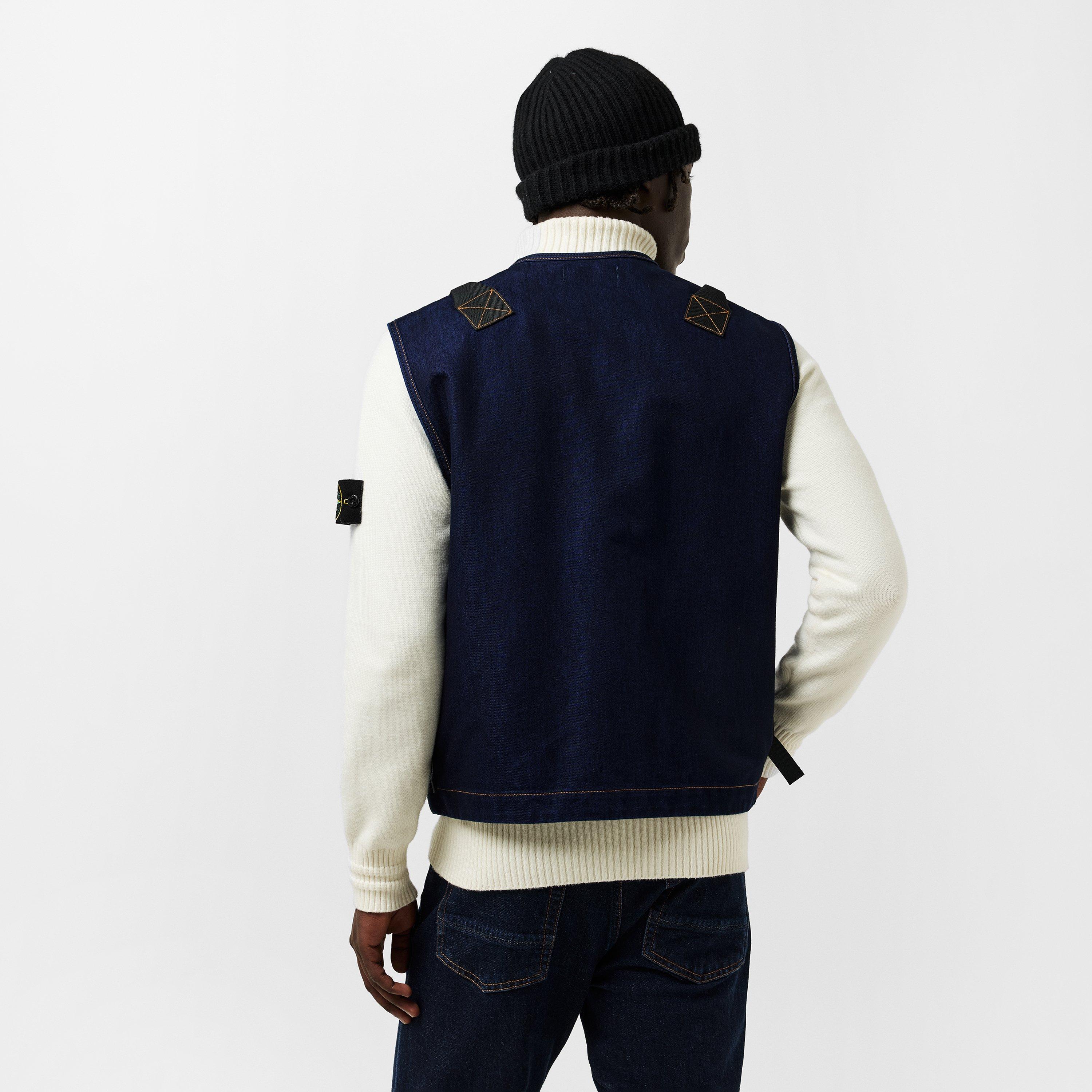 Indigo VJ201 - Stone Island - Men's Denim Research Sleeveless Gilet - 4