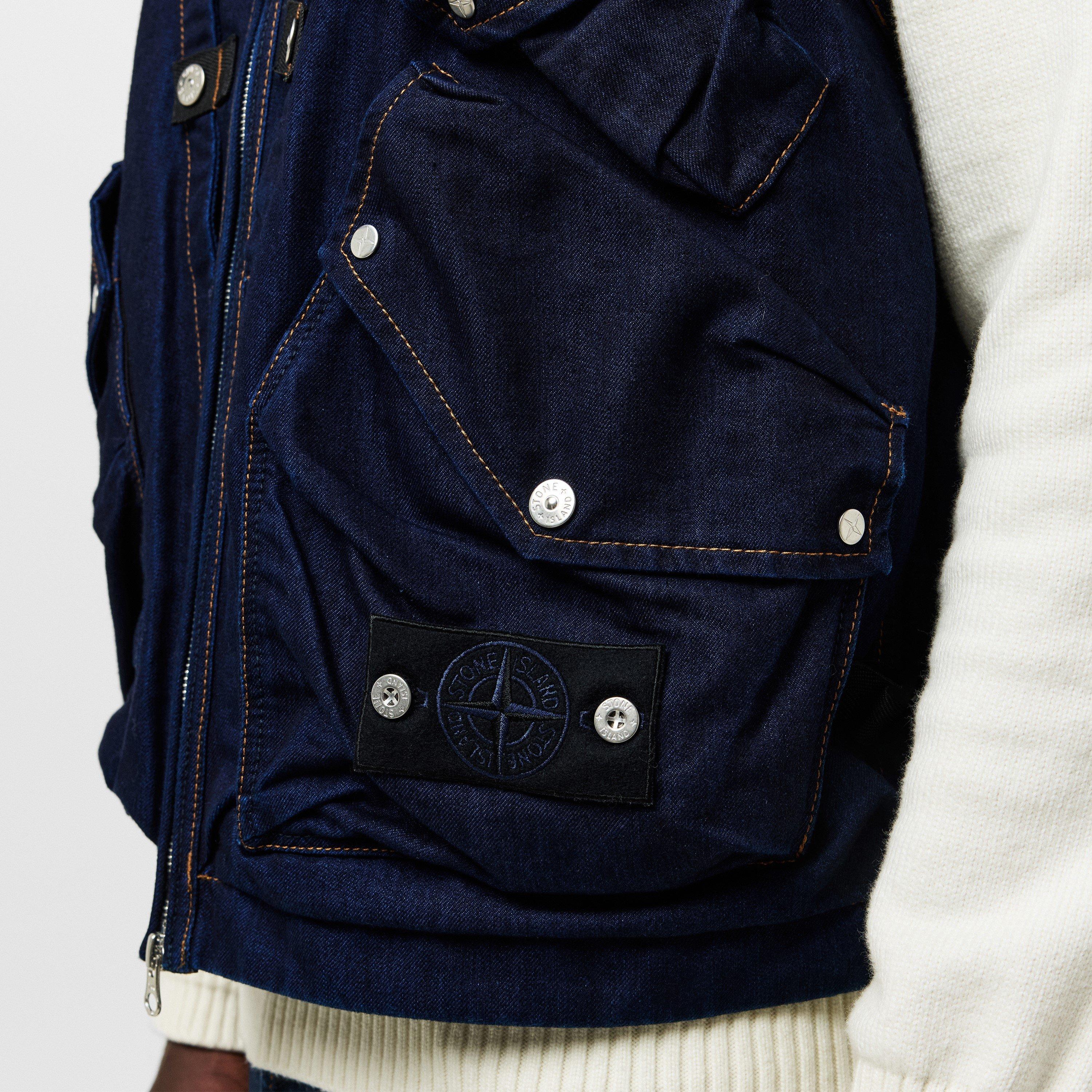 Indigo VJ201 - Stone Island - Men's Denim Research Sleeveless Gilet - 5