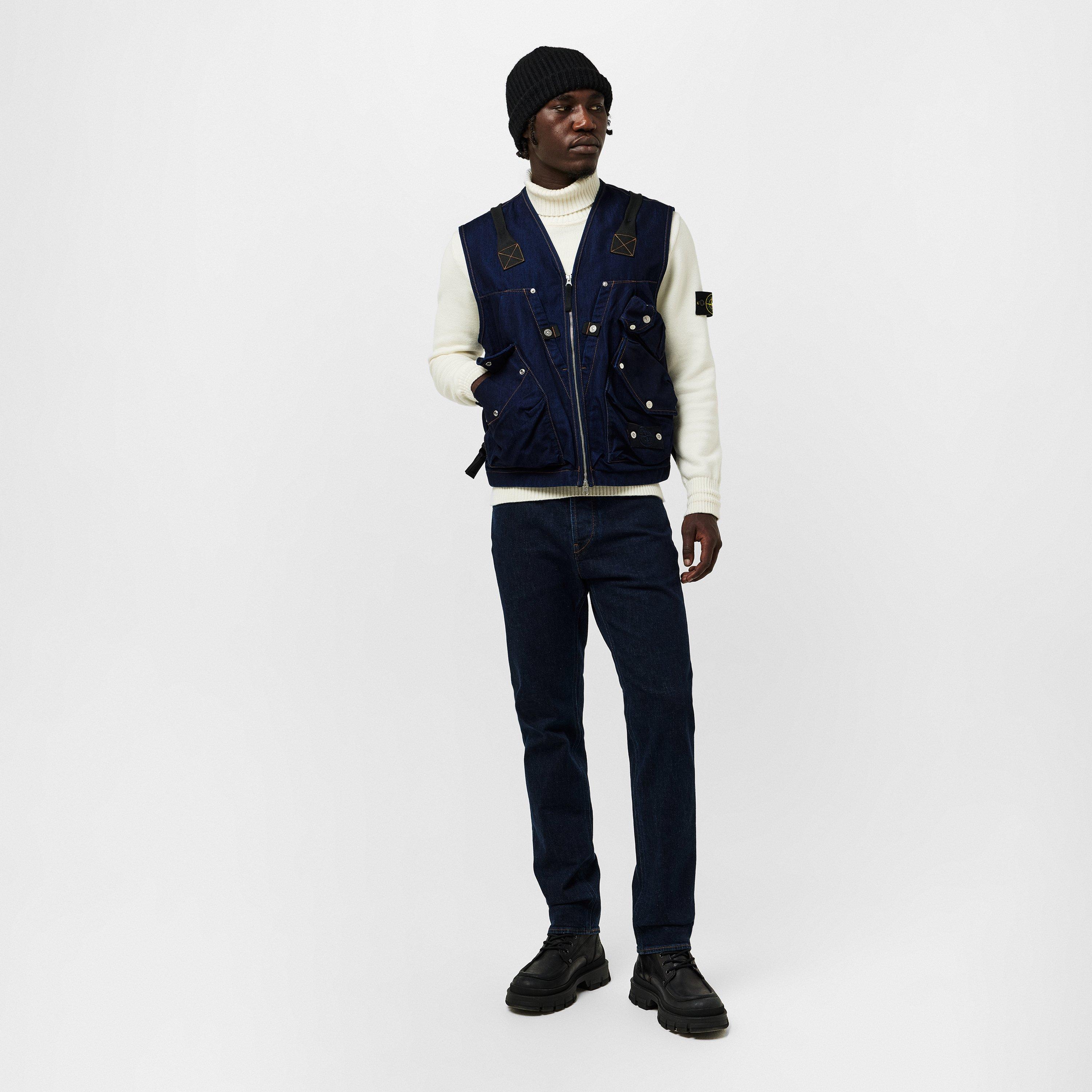 Indigo VJ201 - Stone Island - Men's Denim Research Sleeveless Gilet - 6