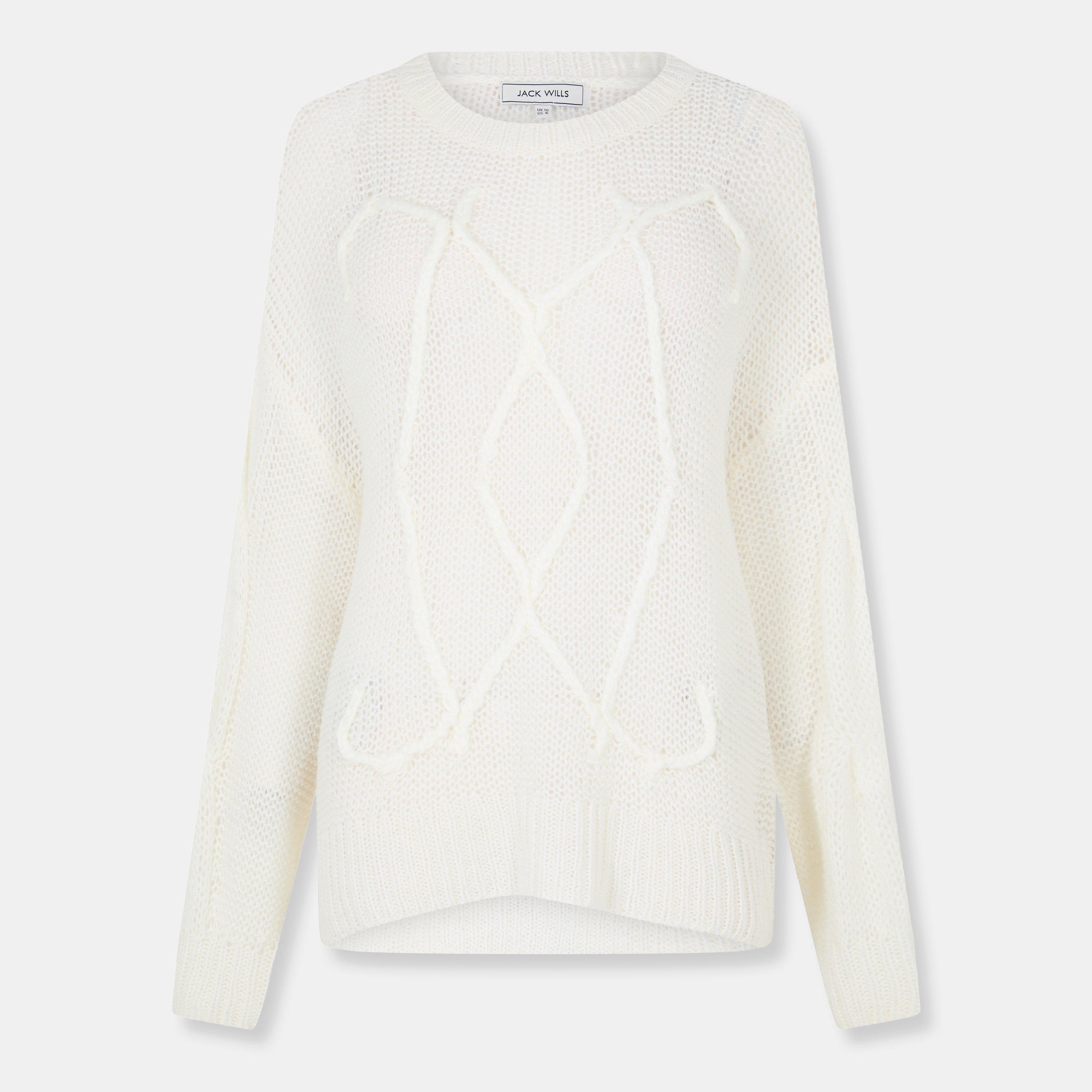 Jack Wills Women's Loose Knit Crew Neck Jumper - Cream - 12 (M)
