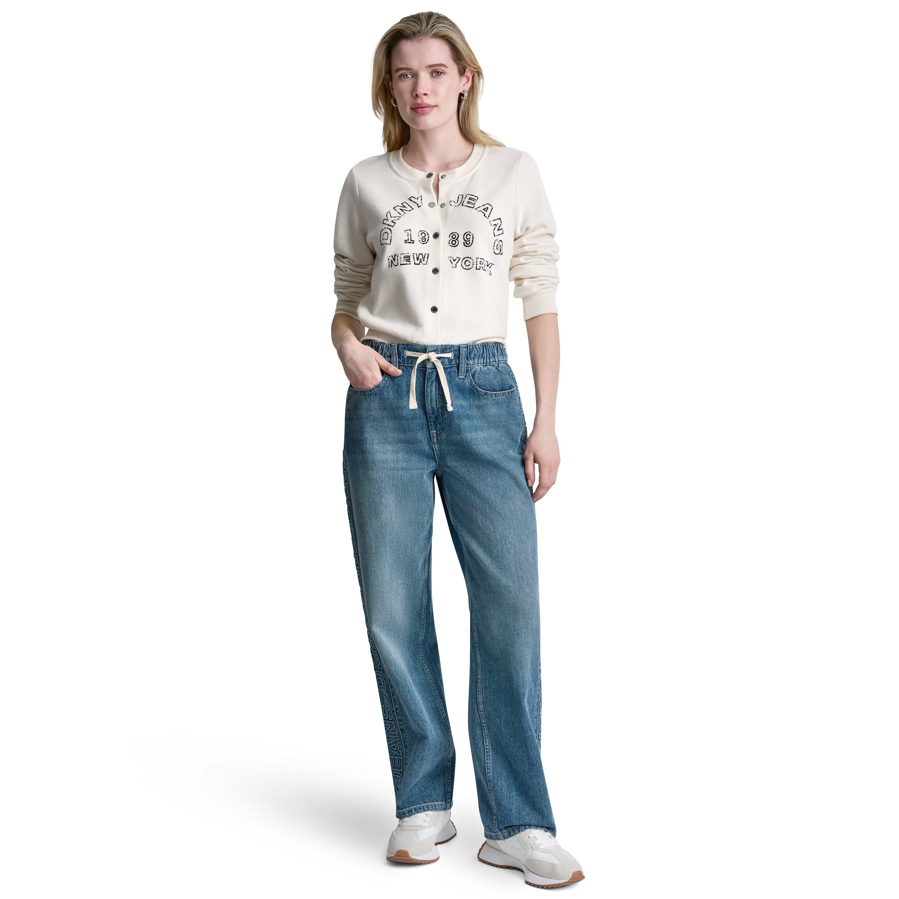 Cedar Street - DKNY - Womens Mid Rise Flowy Relaxed Straight w/ Drawcord Waistband - 4