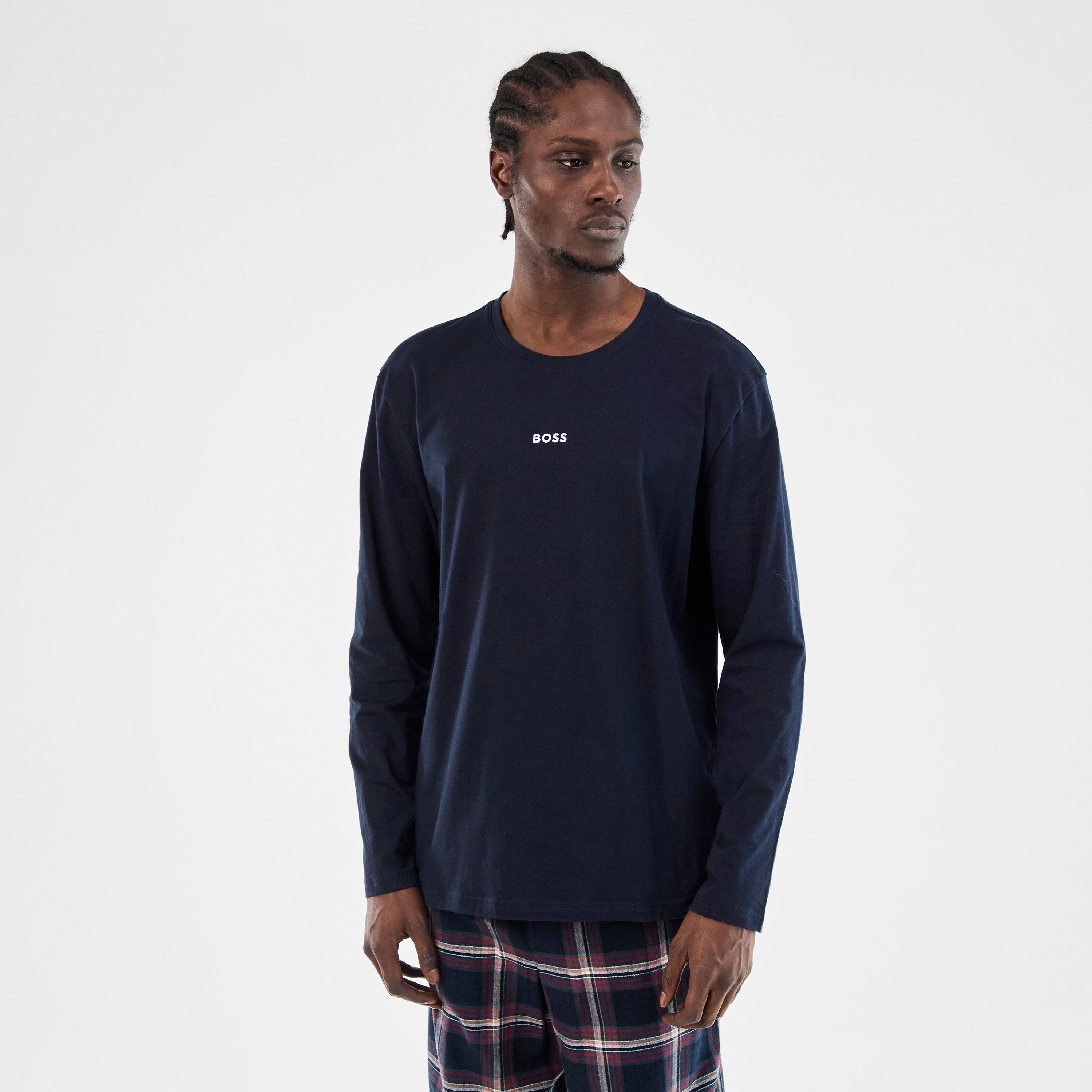 Blue Cheq 460 - Boss - Men's Holiday Set Cotton Long Sleeve Pyjama Set - 3