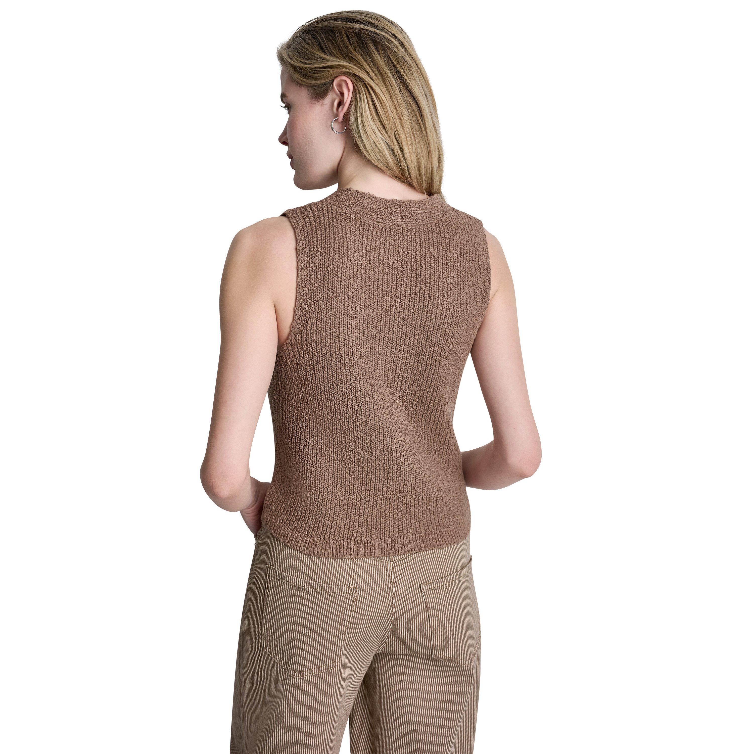 Fumée de bois - DKNY - Womens Sleeveless V-Neck Rib Slub Sweater - 3