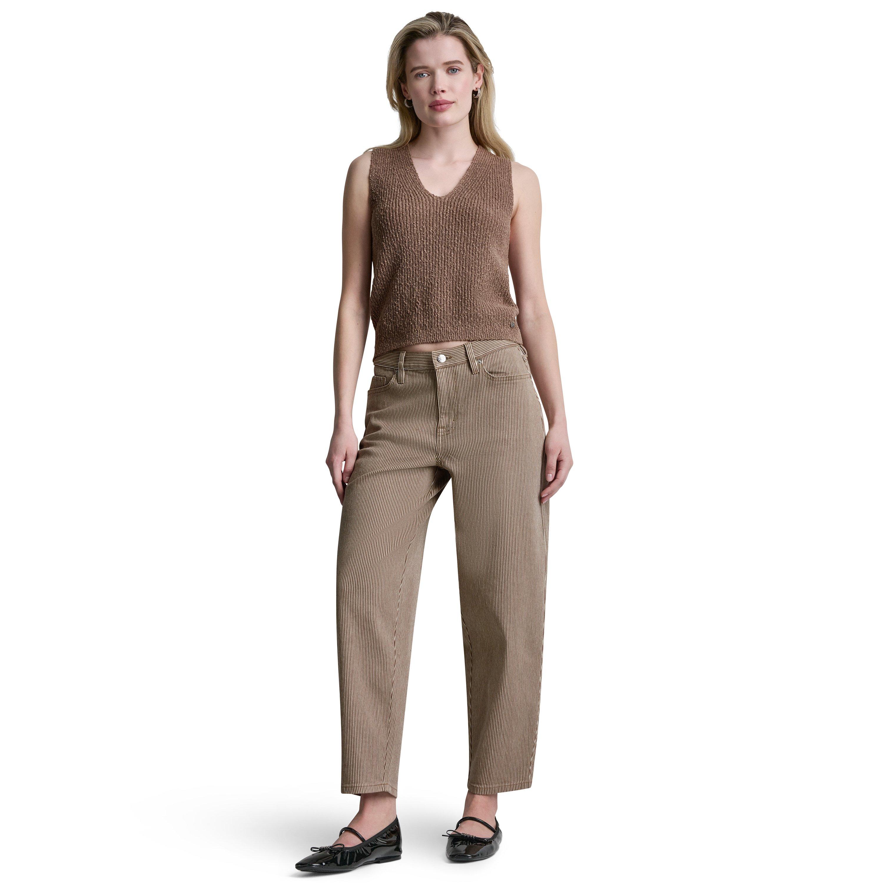 Fumée de bois - DKNY - Womens Sleeveless V-Neck Rib Slub Sweater - 4