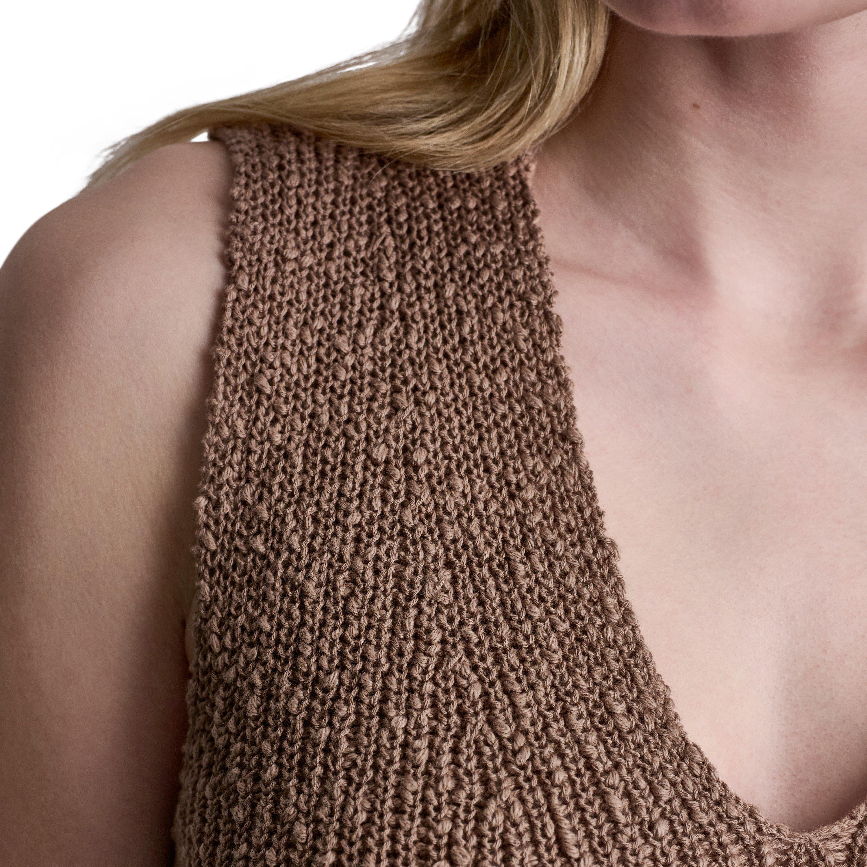 Fumée de bois - DKNY - Womens Sleeveless V-Neck Rib Slub Sweater - 6