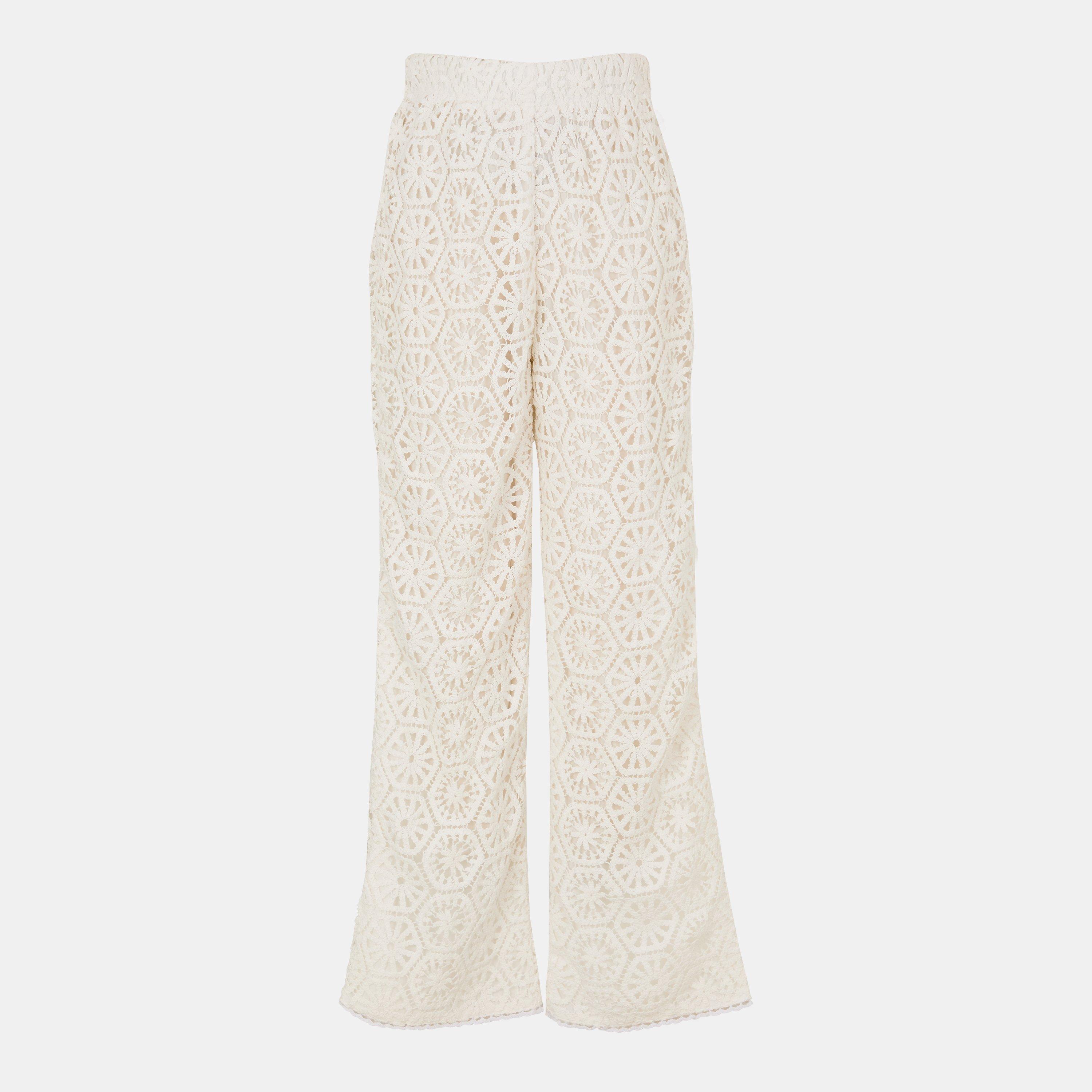 White - AmyLynn - Women's Crochet Beach Trouser - 1