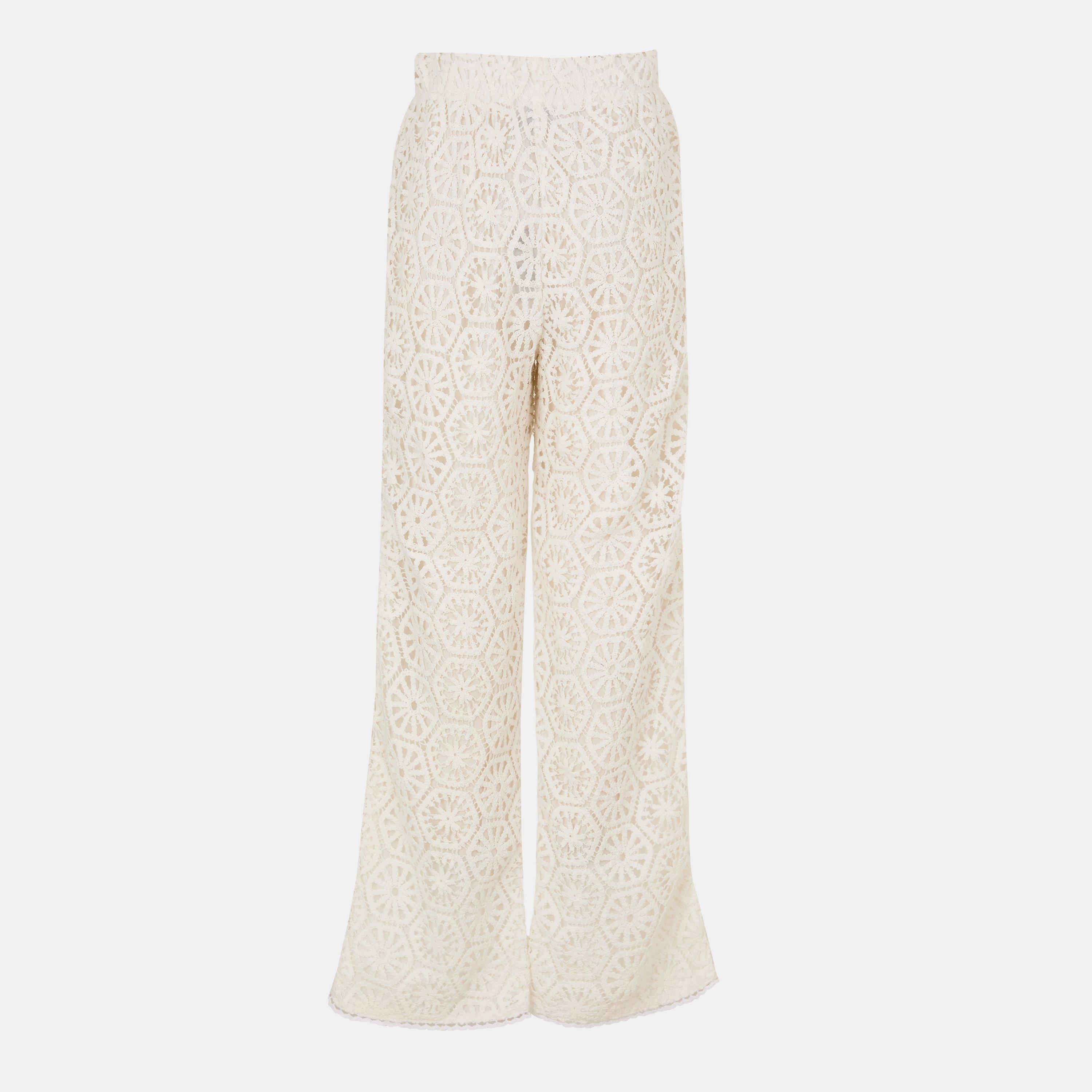 White - AmyLynn - Crochet Beach Trouser - 2