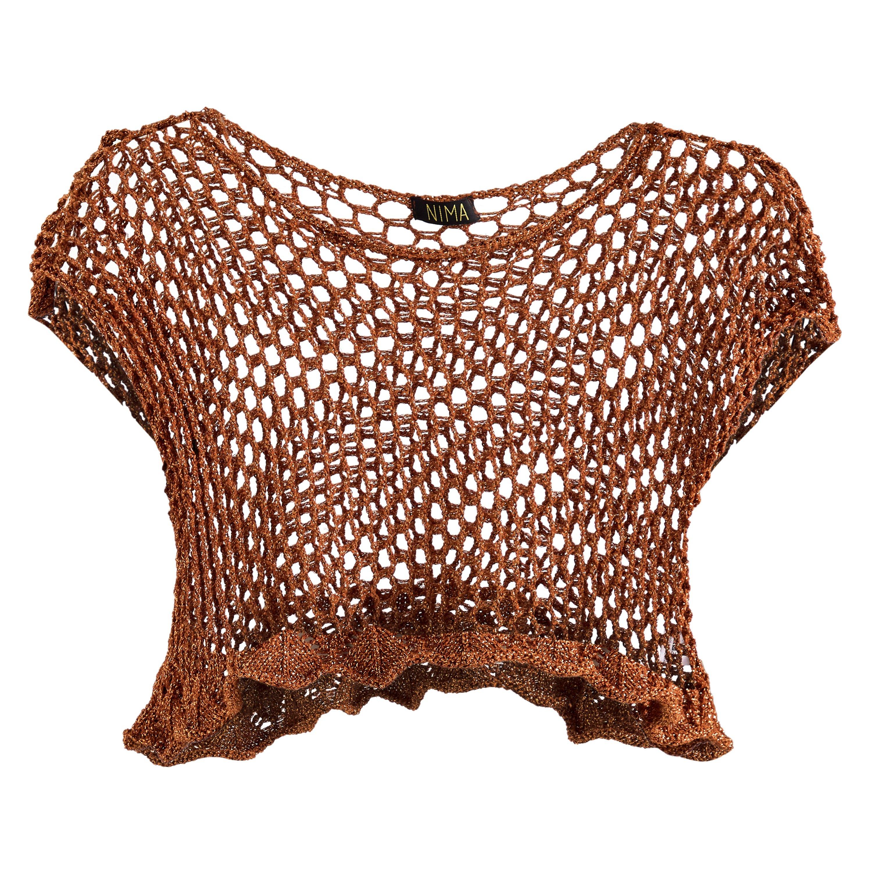 Bronze - Nima Liminal Knitting - Women's Crop Cut Out Top - 1