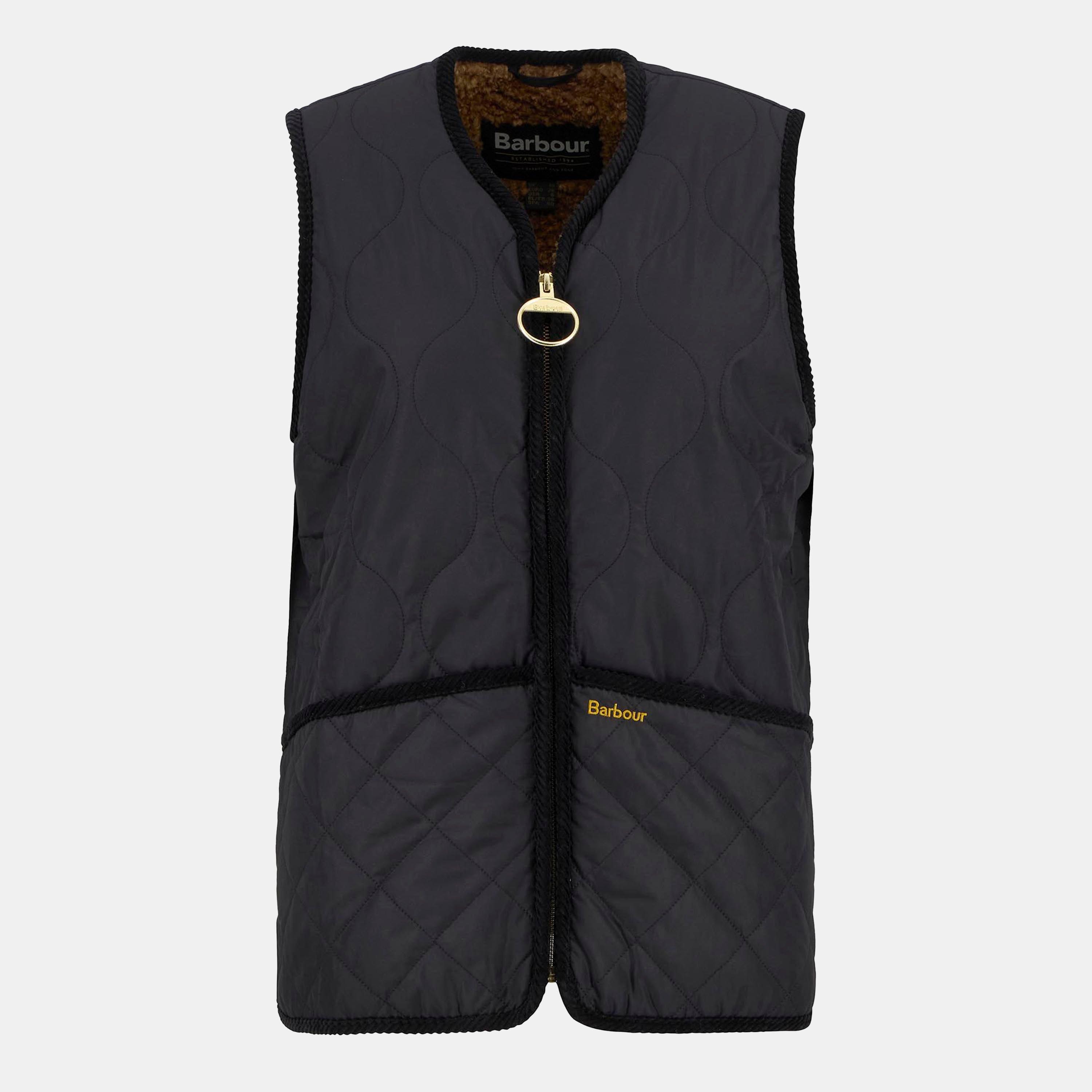 Black/Camel - Barbour - Women's Klara Liner Quilted Full Zip Sleeveless Gilet - 1