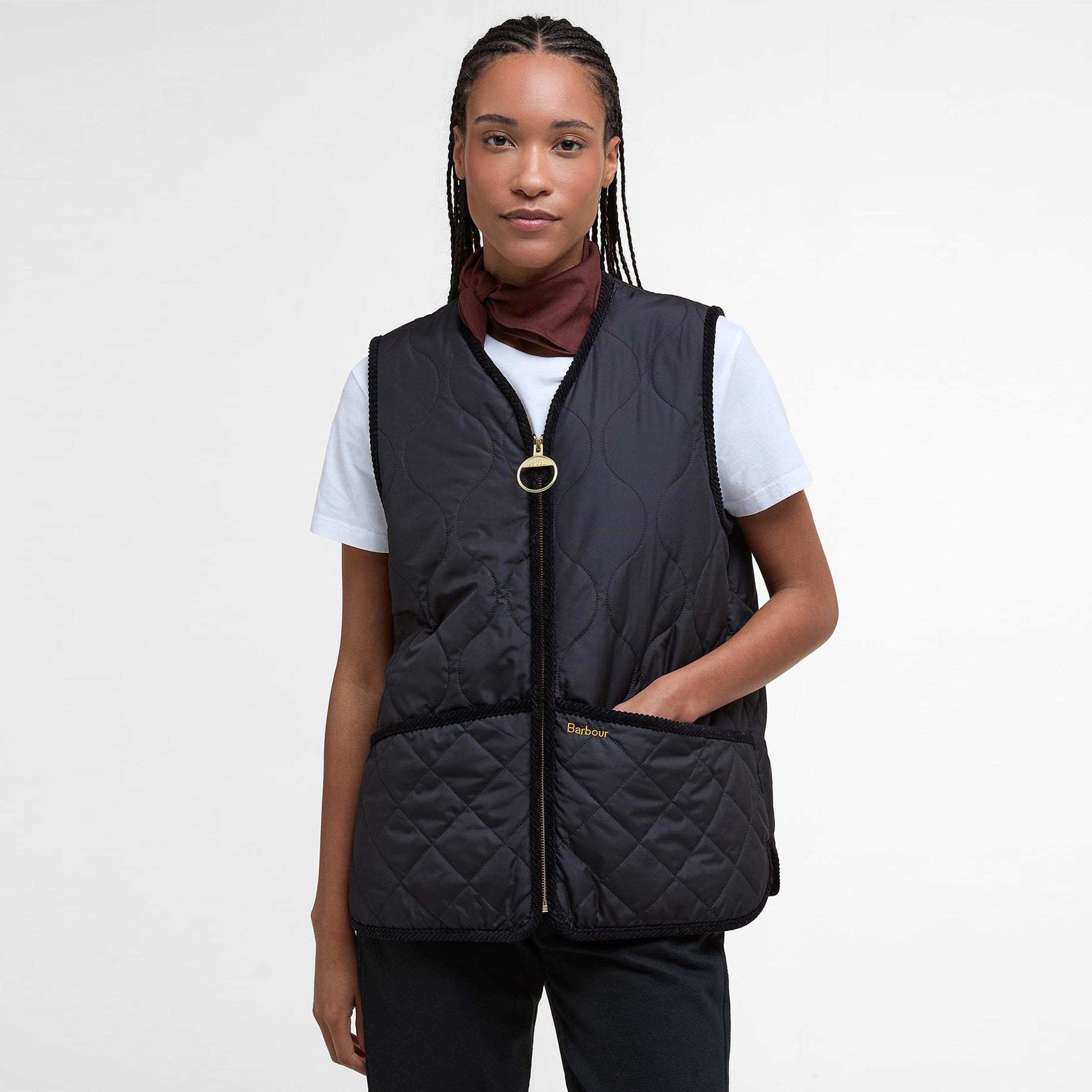 Black/Camel - Barbour - Women's Klara Liner Quilted Full Zip Sleeveless Gilet - 2