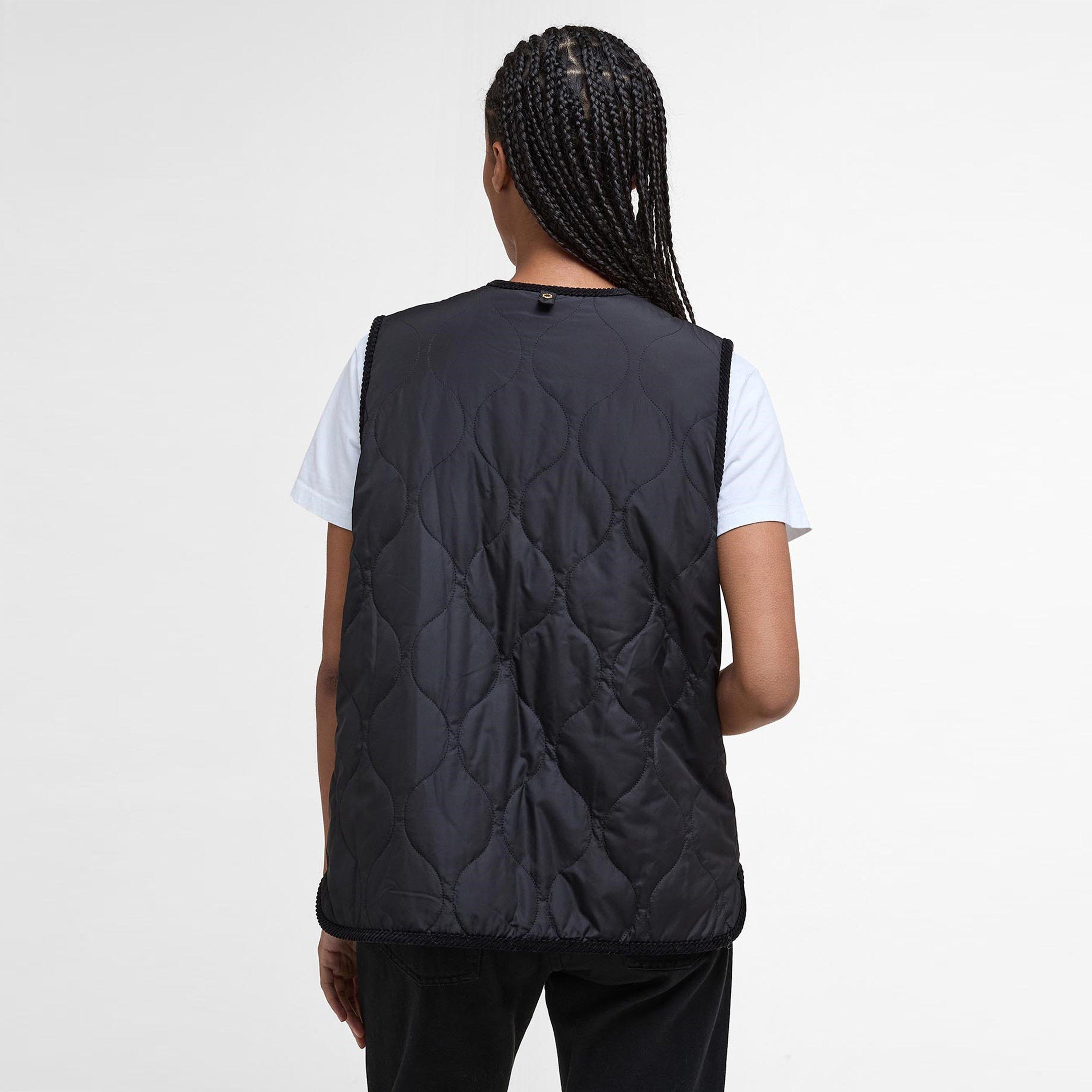 Black/Camel - Barbour - Women's Klara Liner Quilted Full Zip Sleeveless Gilet - 3