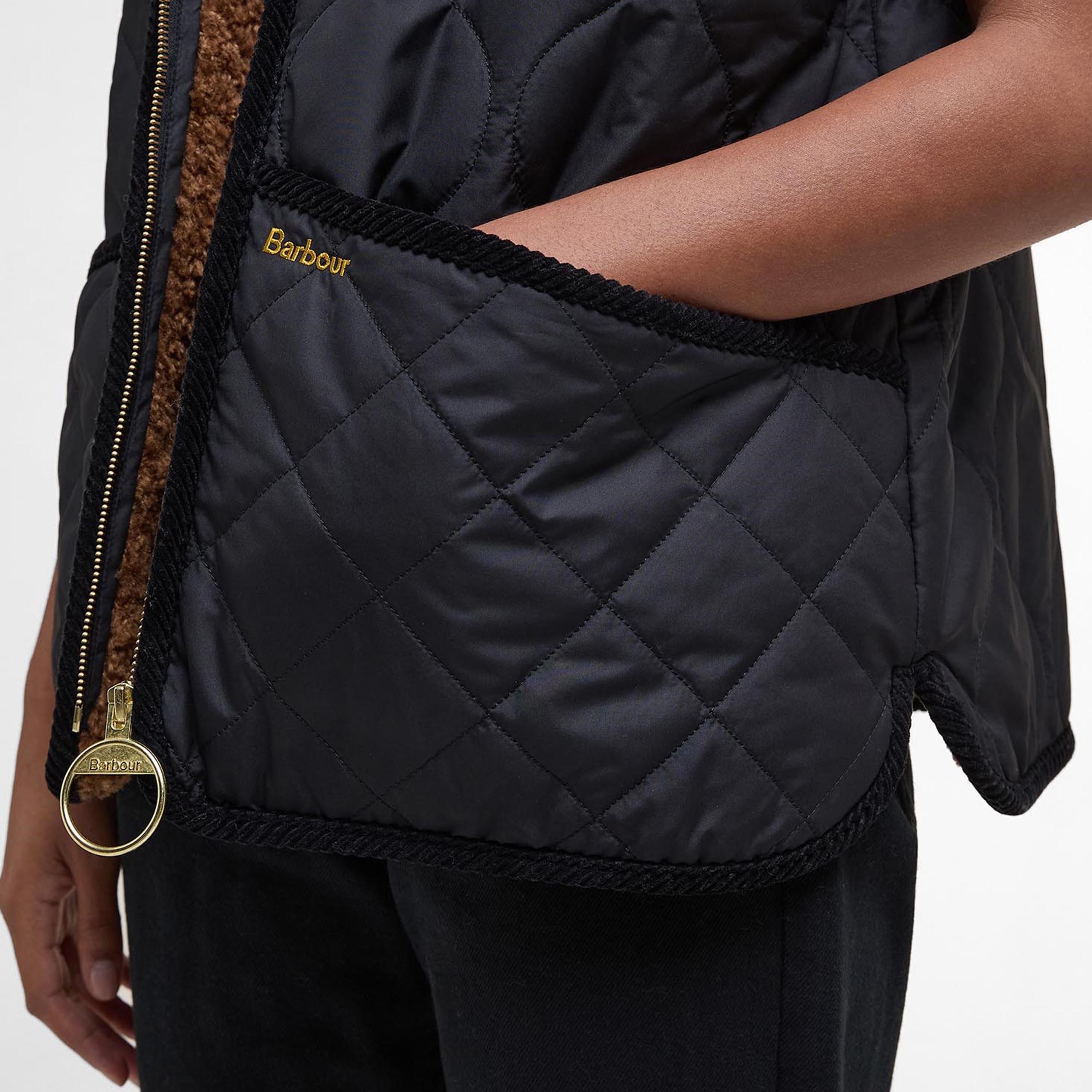 Black/Camel - Barbour - Women's Klara Liner Quilted Full Zip Sleeveless Gilet - 4