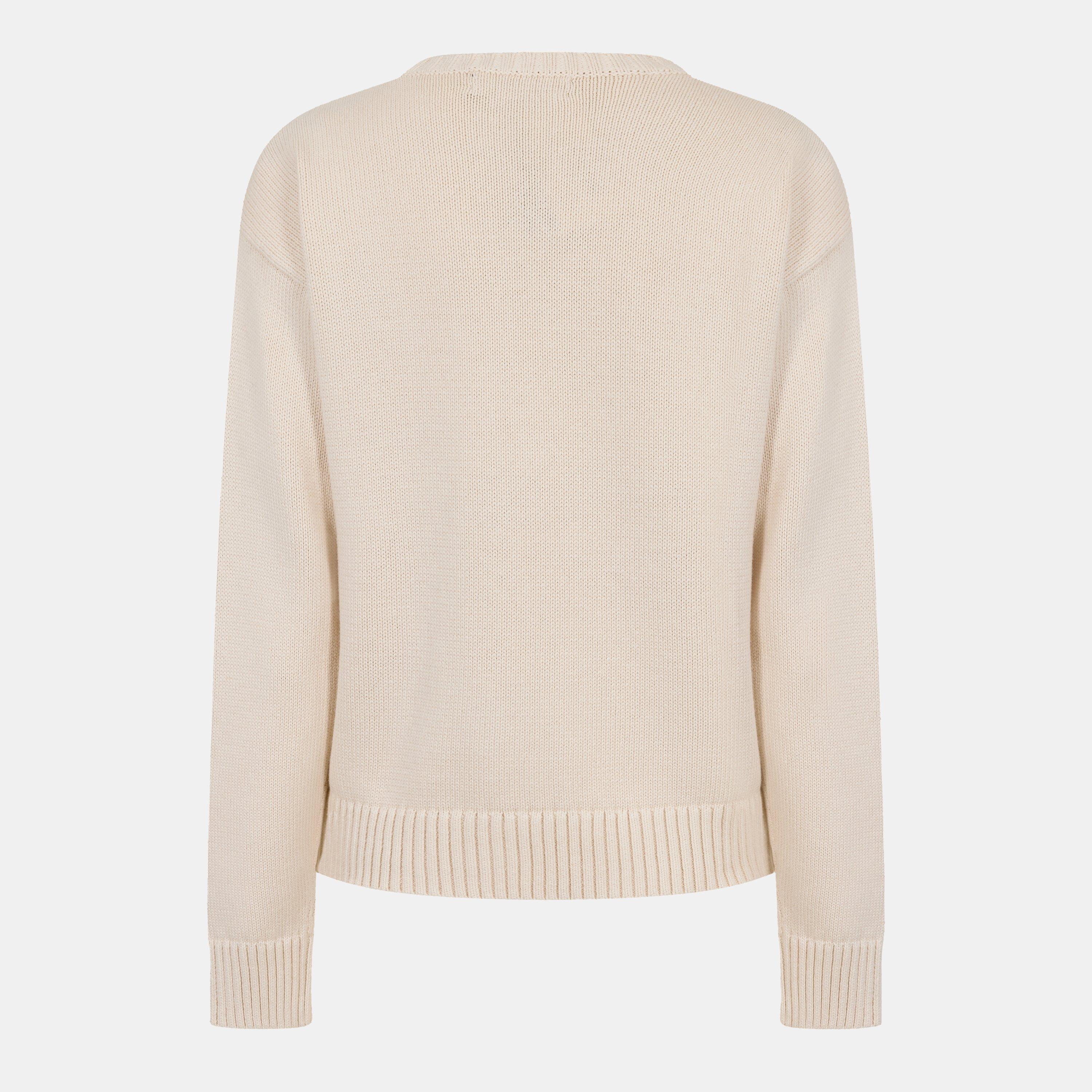 Masc Cream - Lauren by Ralph Lauren - Women's Real Leather Crew Neck Jumper - 2