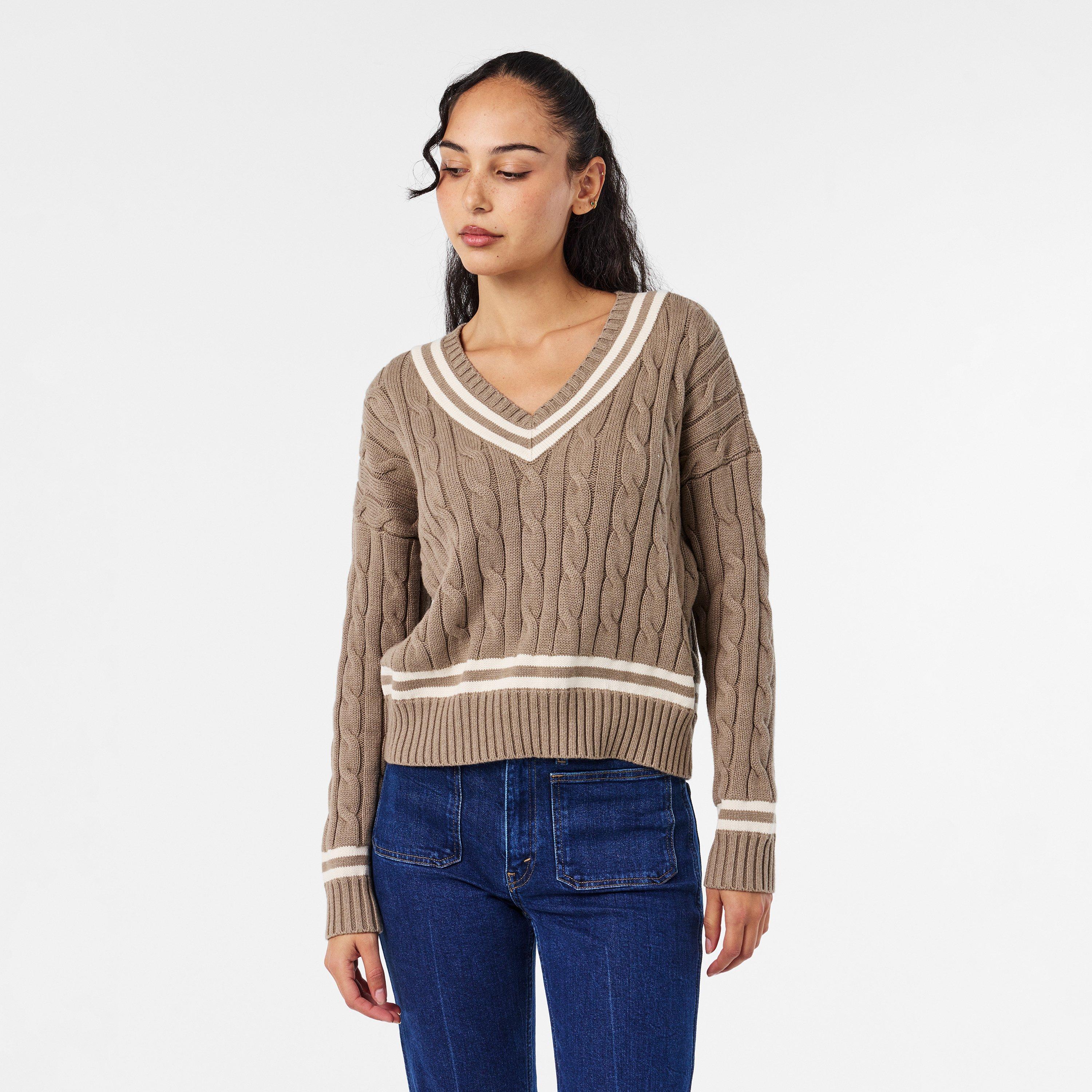 Heather/Cream - Lauren by Ralph Lauren - Women's Real Leather Crew Neck Jumper - 3