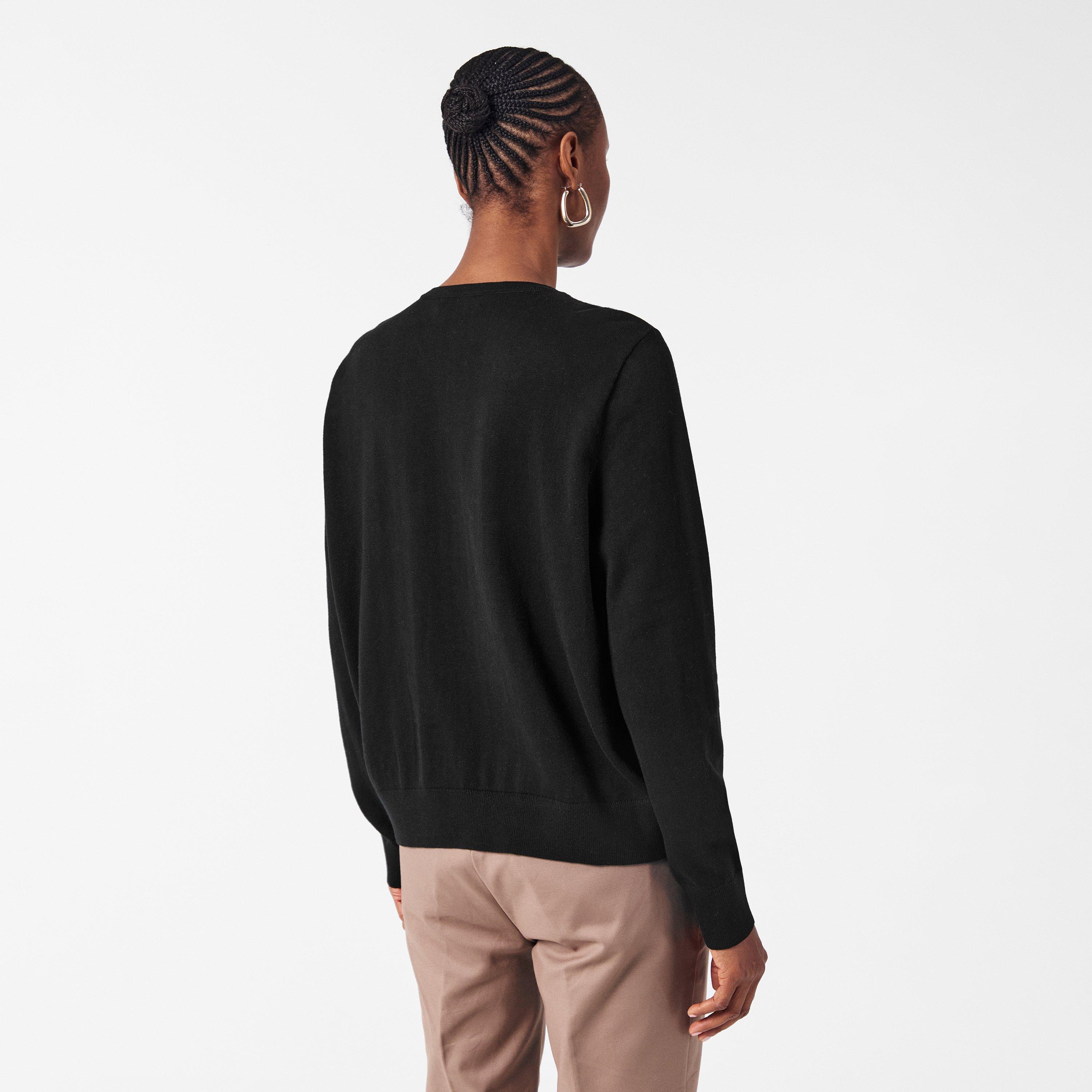 Black Multi - Lauren by Ralph Lauren - Women's Ofryah Real Leather Crew Neck Jumper - 4