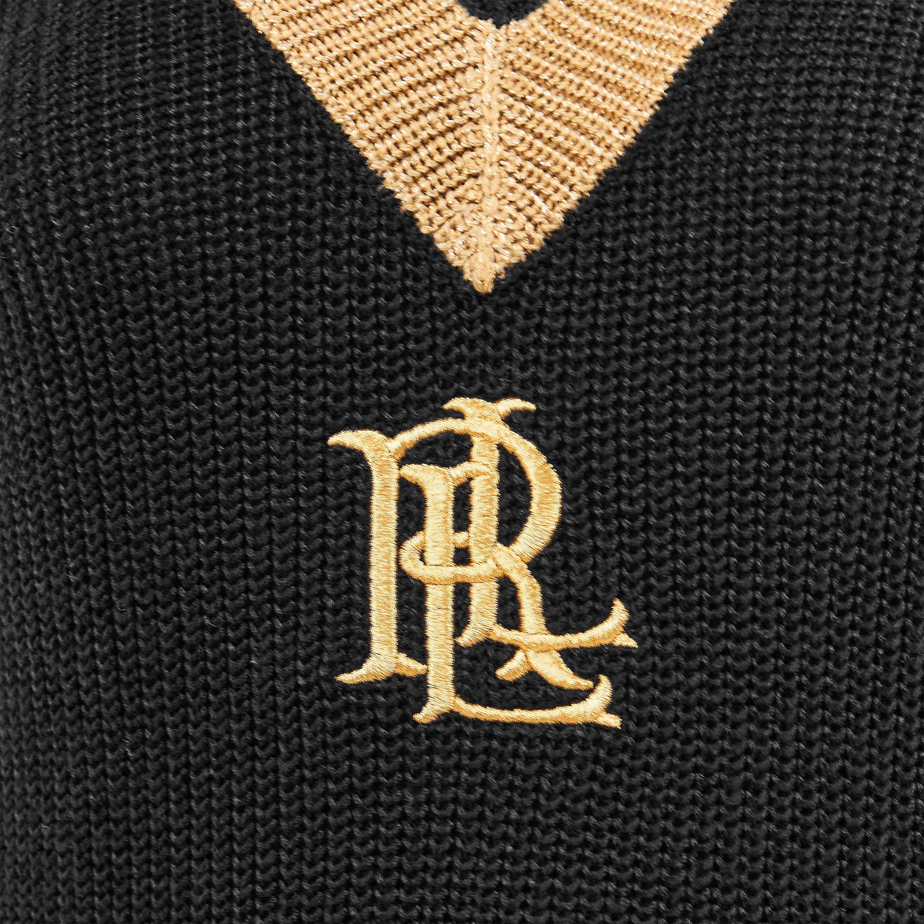 Black/Gold - Lauren by Ralph Lauren - Women's Real Leather Meren Crew Neck Jumper - 5