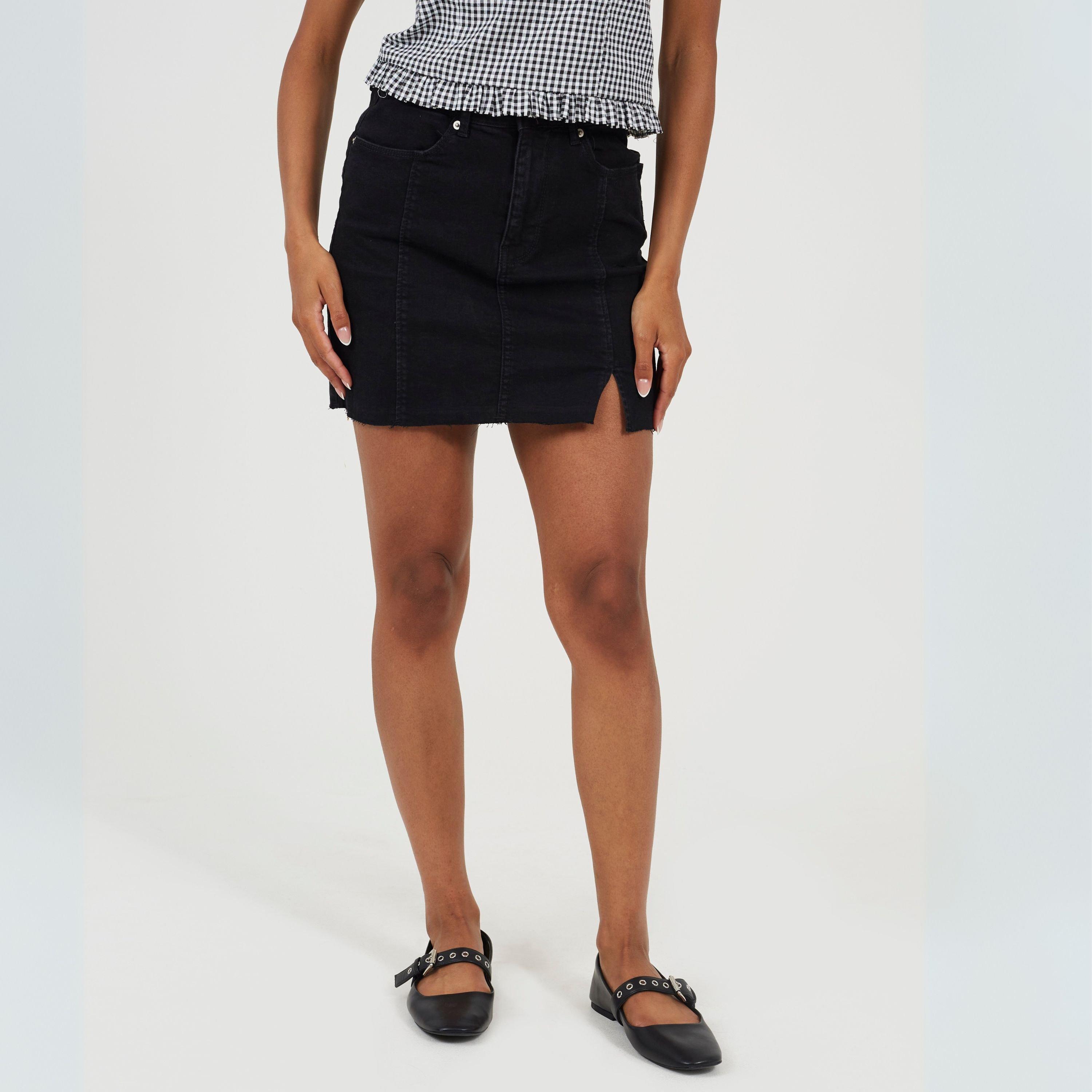 Brave Soul Women's Denim Mini Skirt - Black - 10 (S)