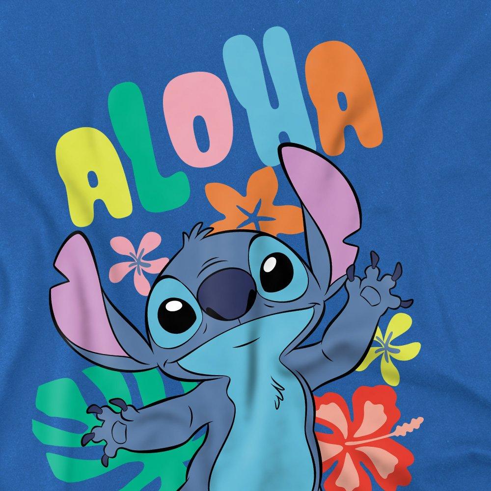 Blue - Disney - Lilo & Stitch Tropical Aloha Kids T Shirt Royal B - 2