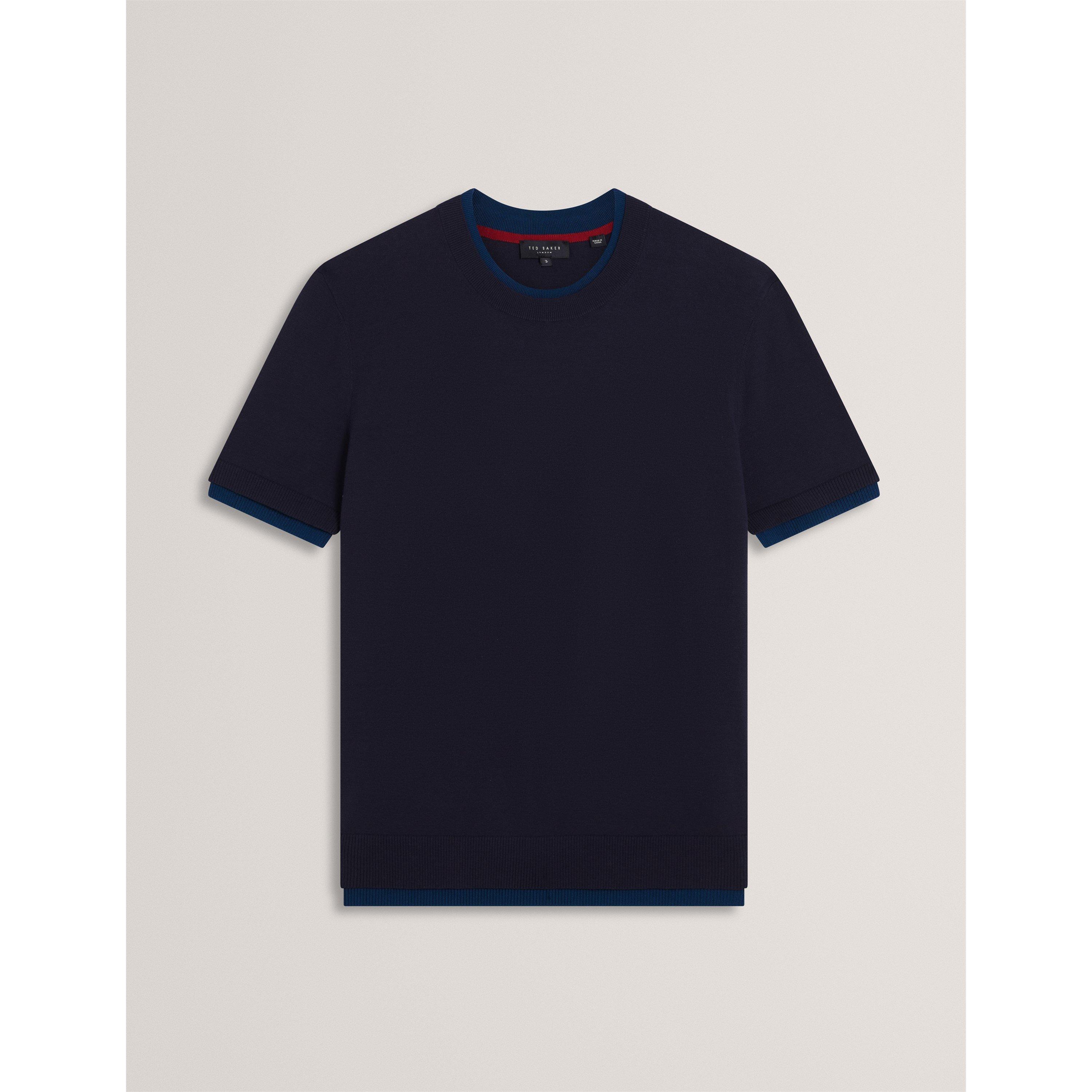 Navy - Ted Baker - Ted Knitted T-Shirt Sn71 - 1