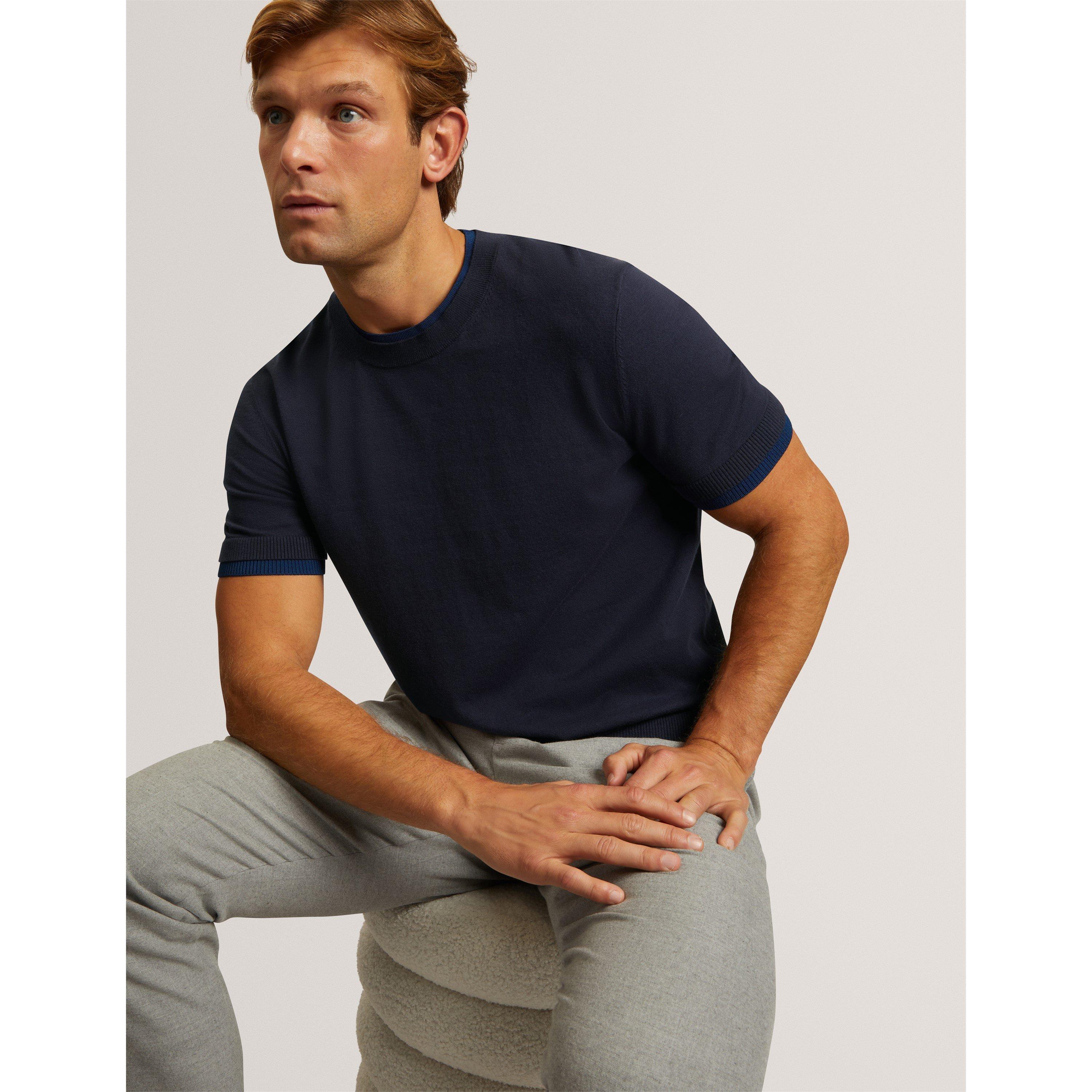 Navy - Ted Baker - Ted Knitted T-Shirt Sn71 - 2