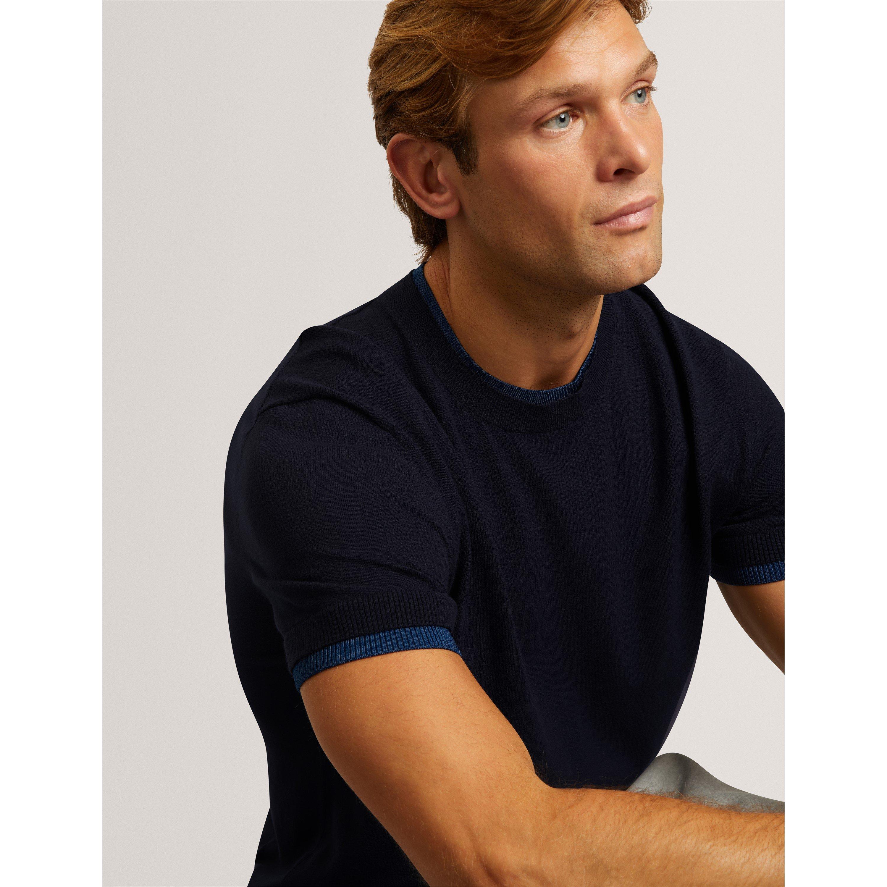Navy - Ted Baker - Ted Knitted T-Shirt Sn71 - 3