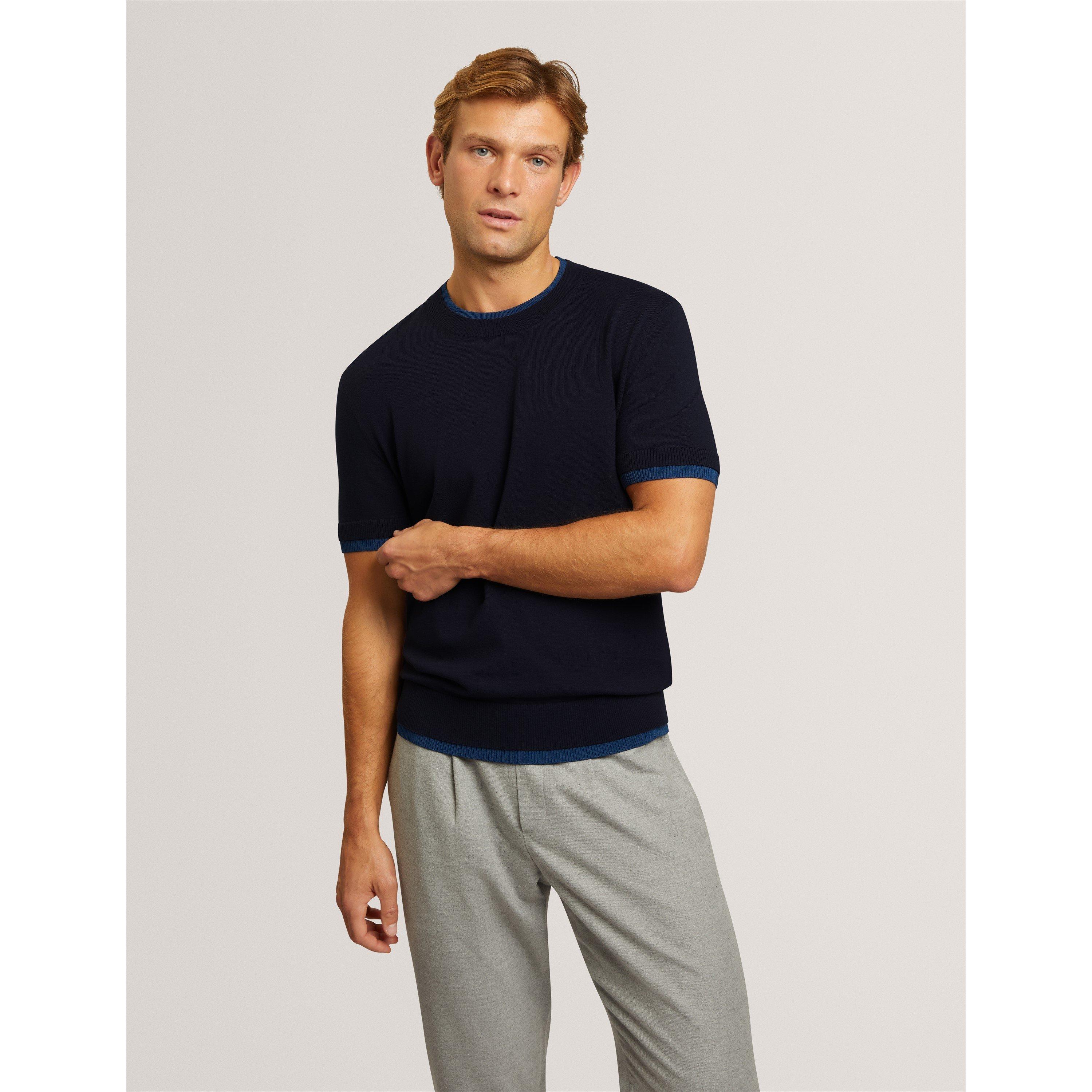 Navy - Ted Baker - Ted Knitted T-Shirt Sn71 - 6