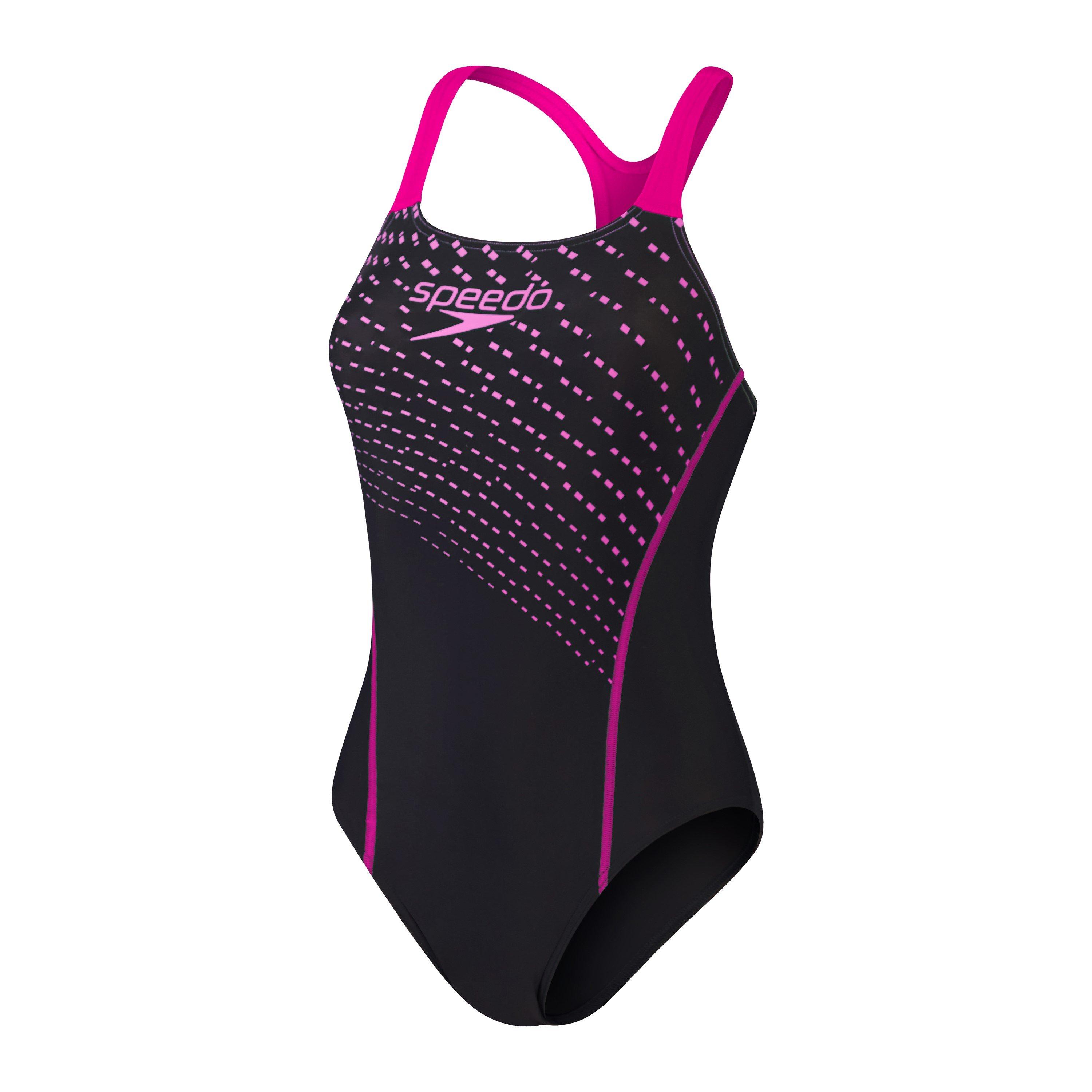Speedo Women's Medley Logo Swimsuit - Black/Diva - 8 (XS)